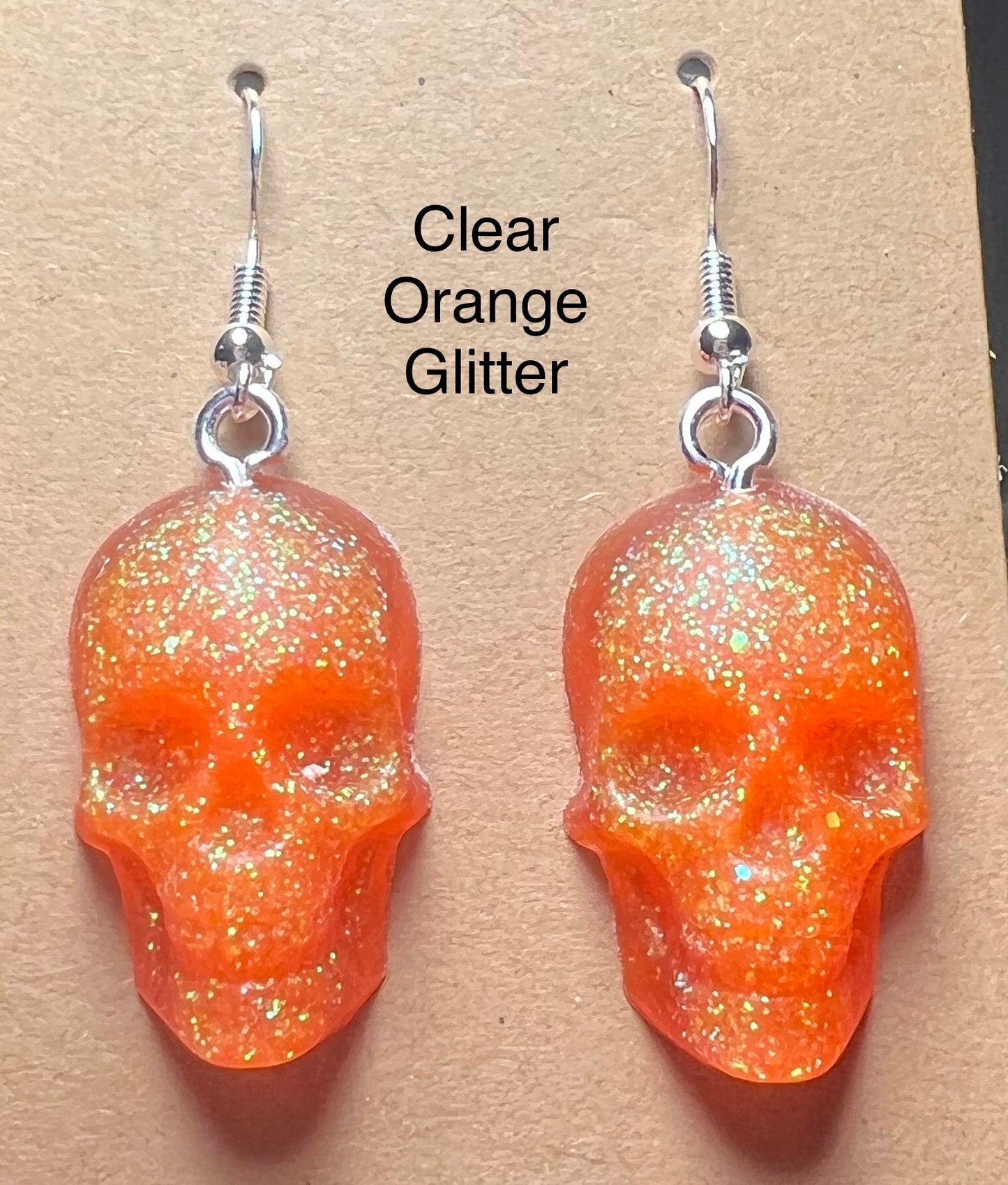 Handmade Colourful Resin Skull Earrings