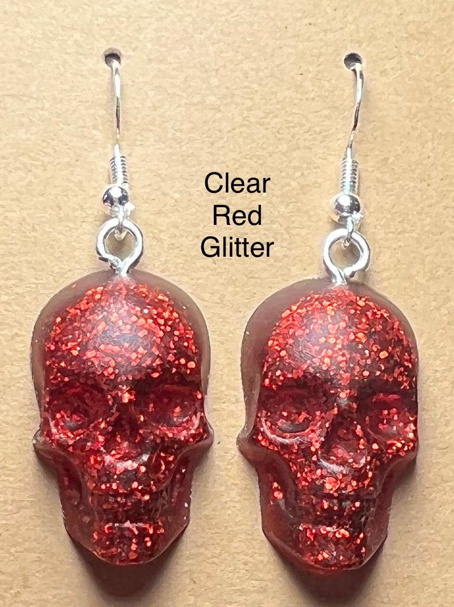 Handmade Colourful Resin Skull Earrings