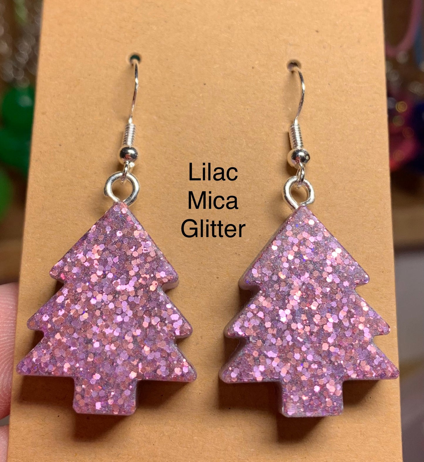 Handmade Colourful Resin Christmas Tree Earrings