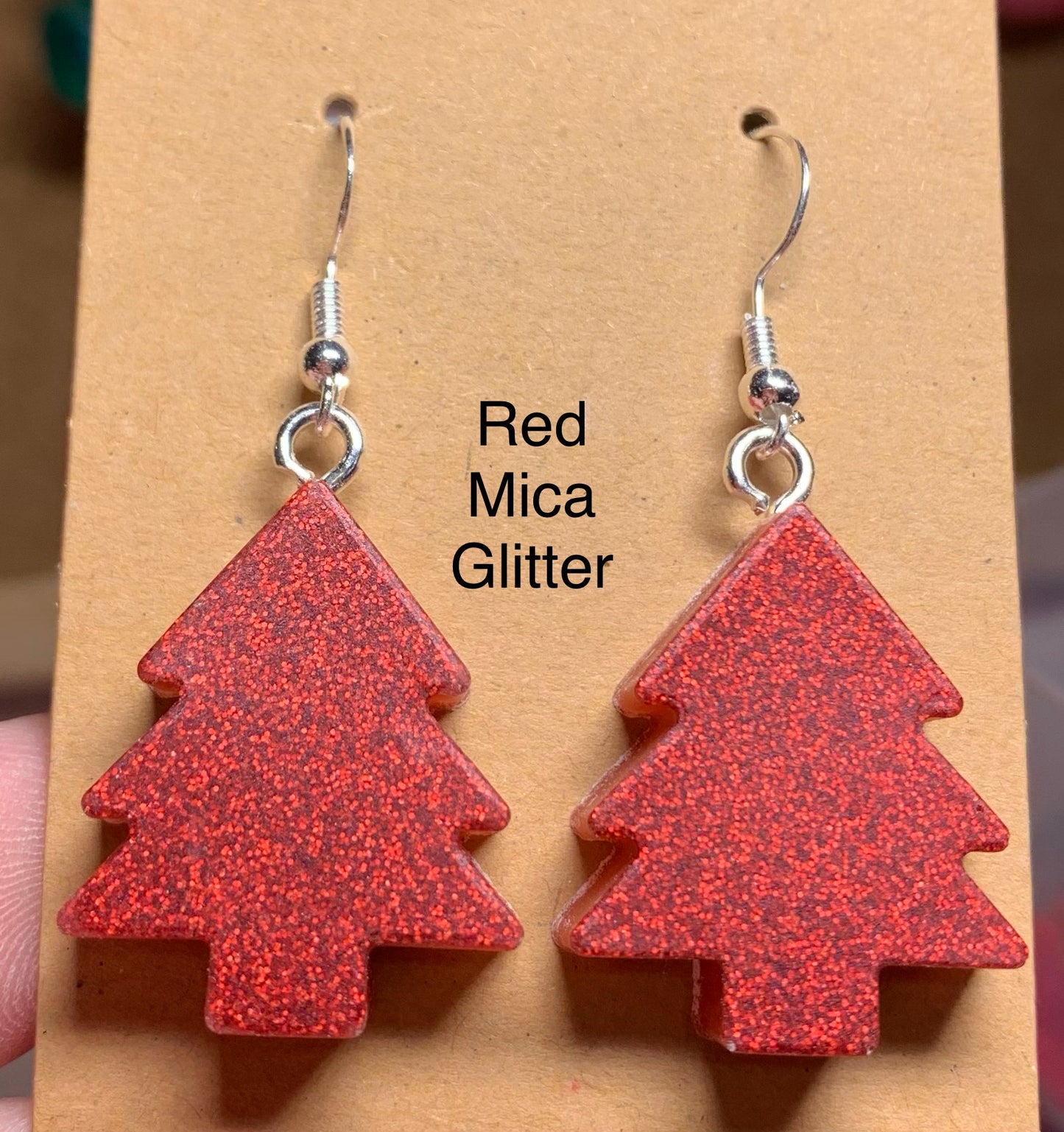 Handmade Colourful Resin Christmas Tree Earrings
