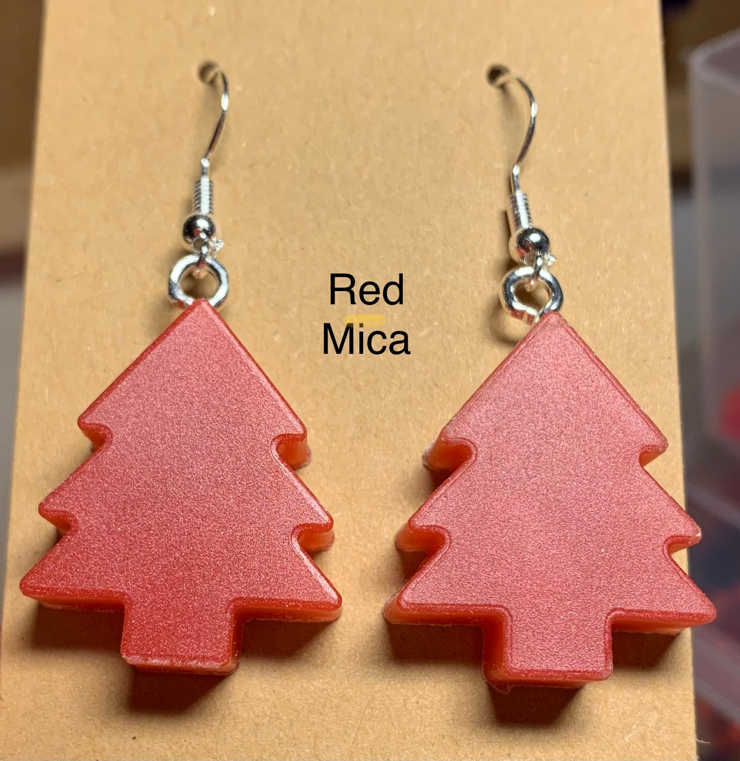 Handmade Colourful Resin Christmas Tree Earrings