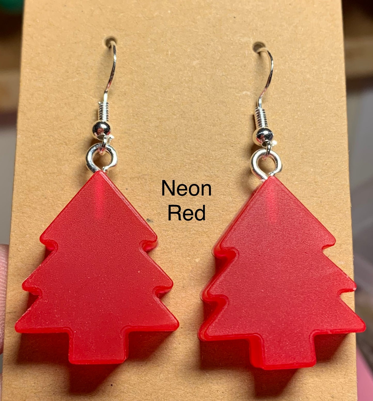 Handmade Colourful Resin Christmas Tree Earrings