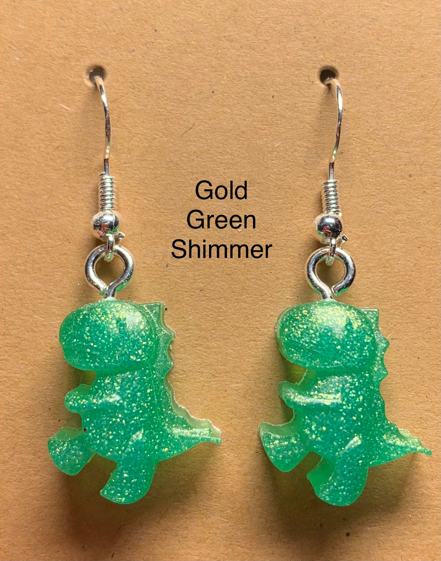 Handmade Colourful Resin T-Rex Earrings