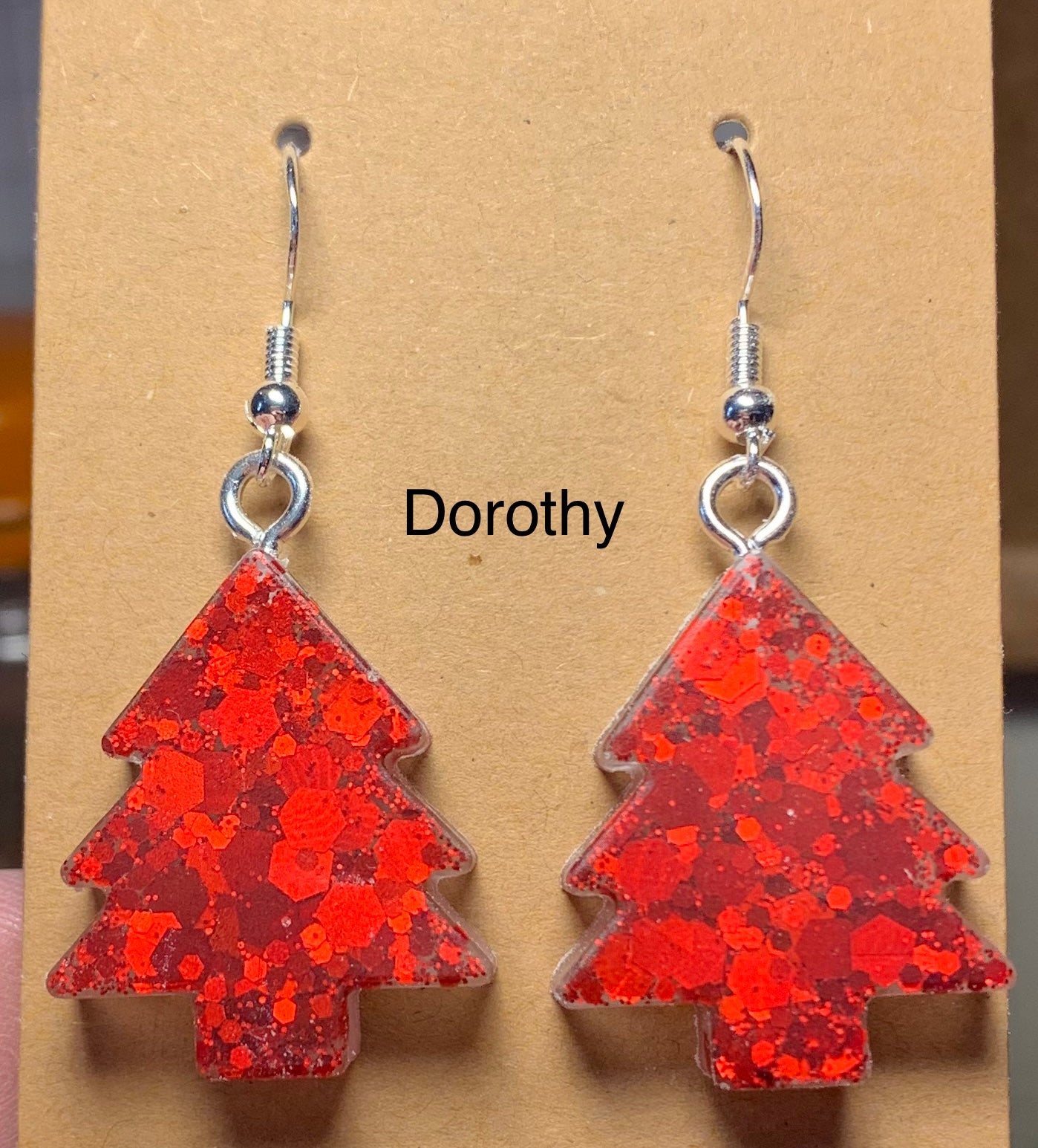Handmade Colourful Resin Christmas Tree Earrings