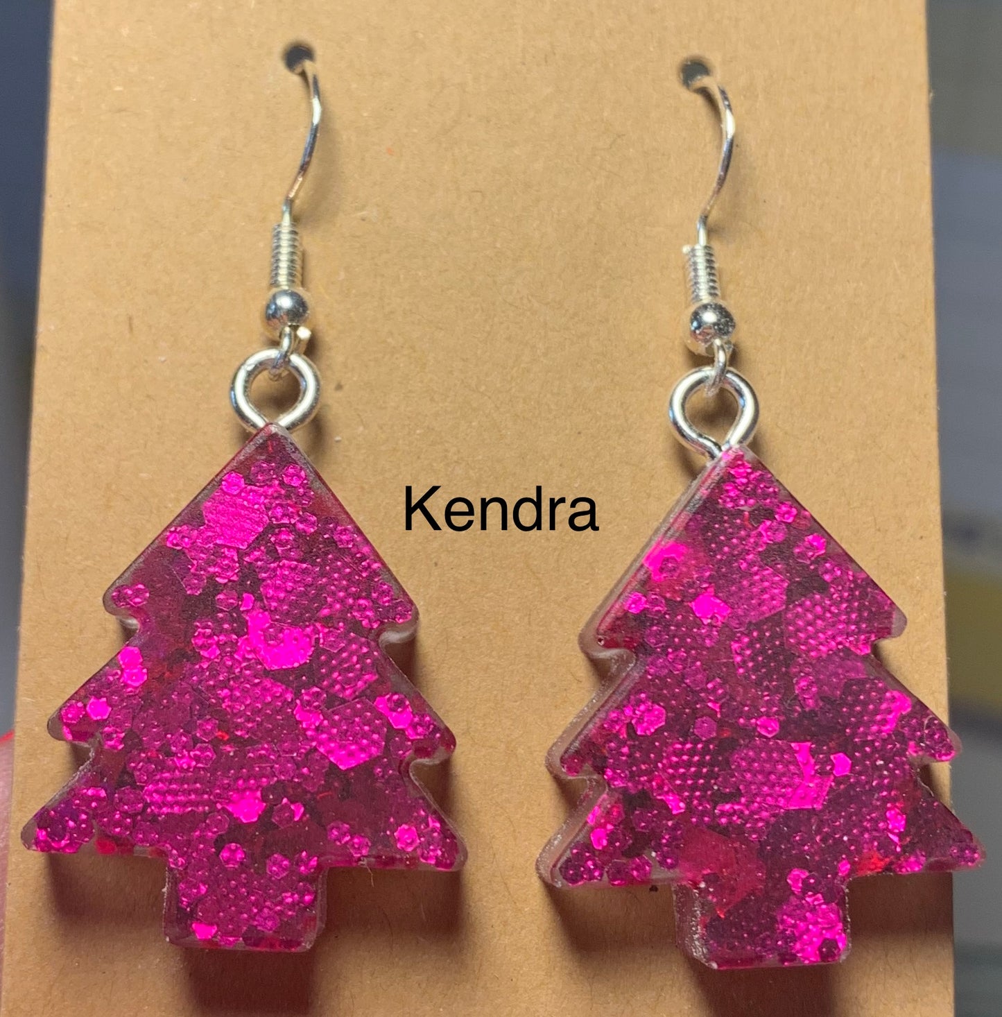 Handmade Colourful Resin Christmas Tree Earrings
