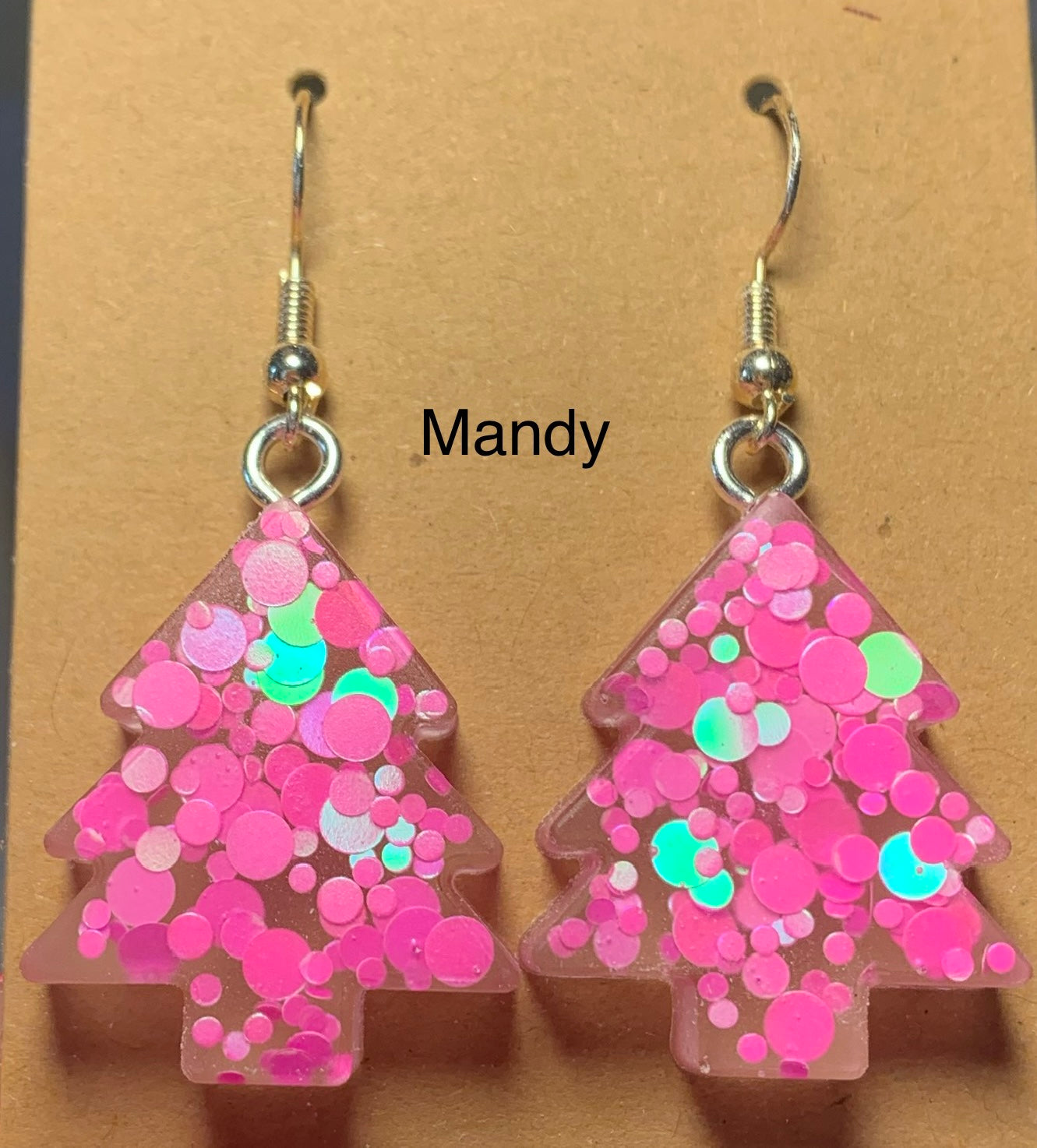 Handmade Colourful Resin Christmas Tree Earrings