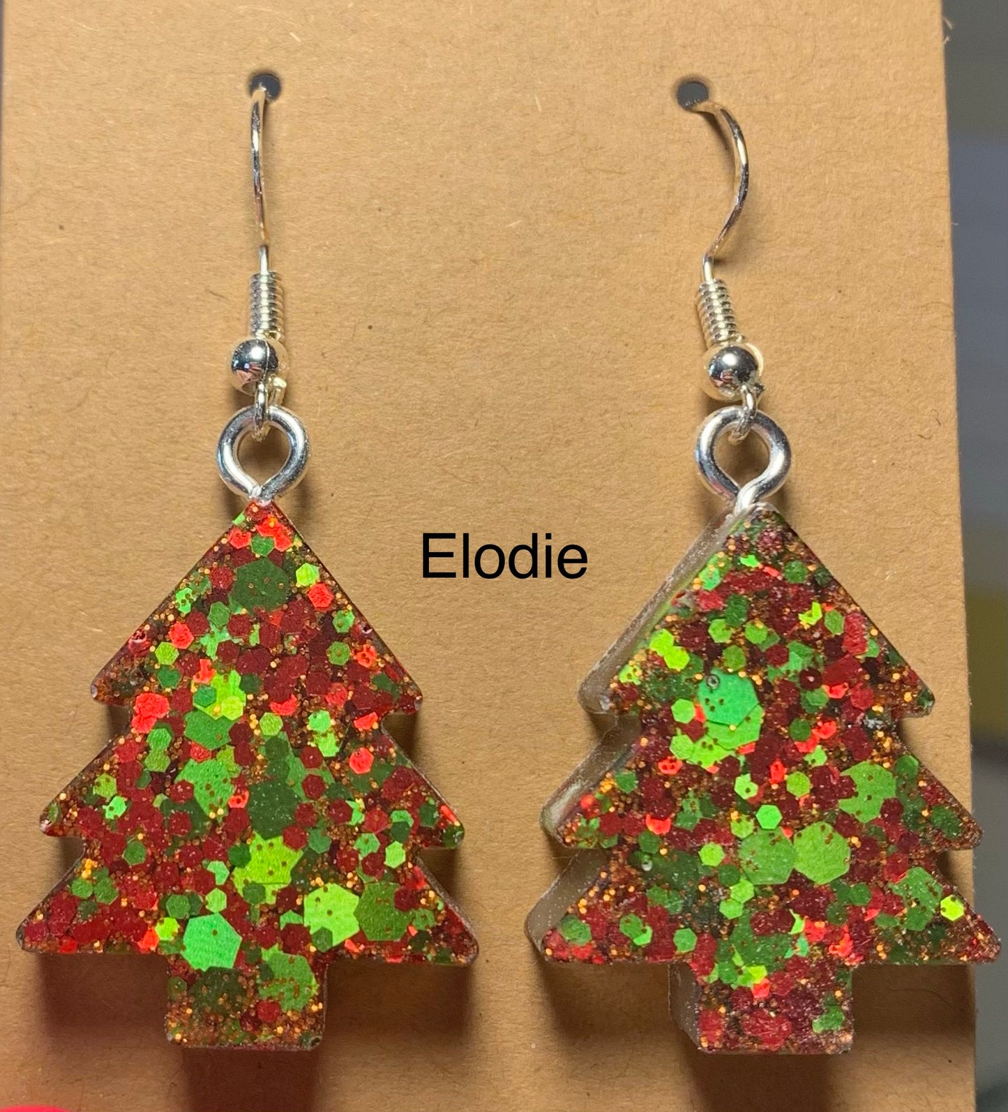 Handmade Colourful Resin Christmas Tree Earrings
