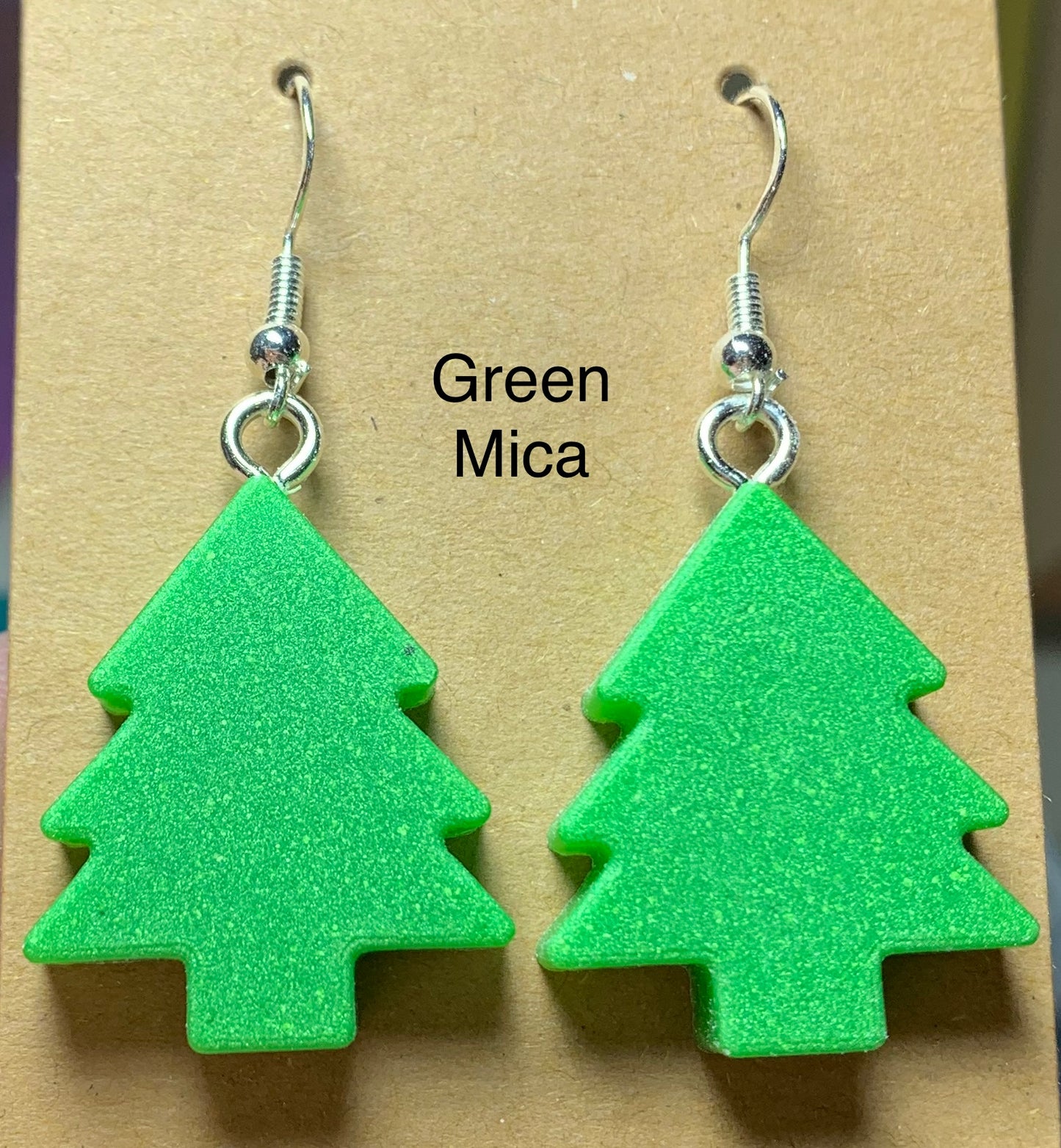 Handmade Colourful Resin Christmas Tree Earrings