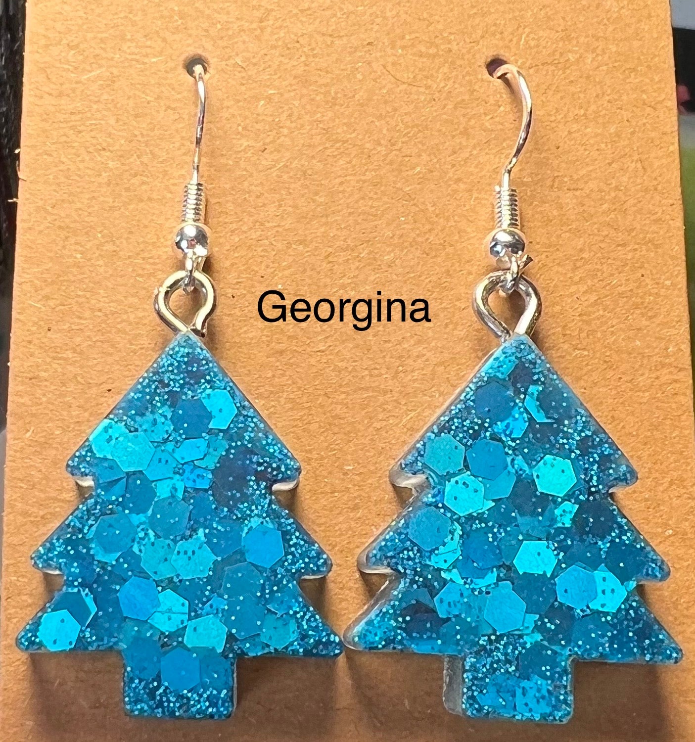 Handmade Colourful Resin Christmas Tree Earrings