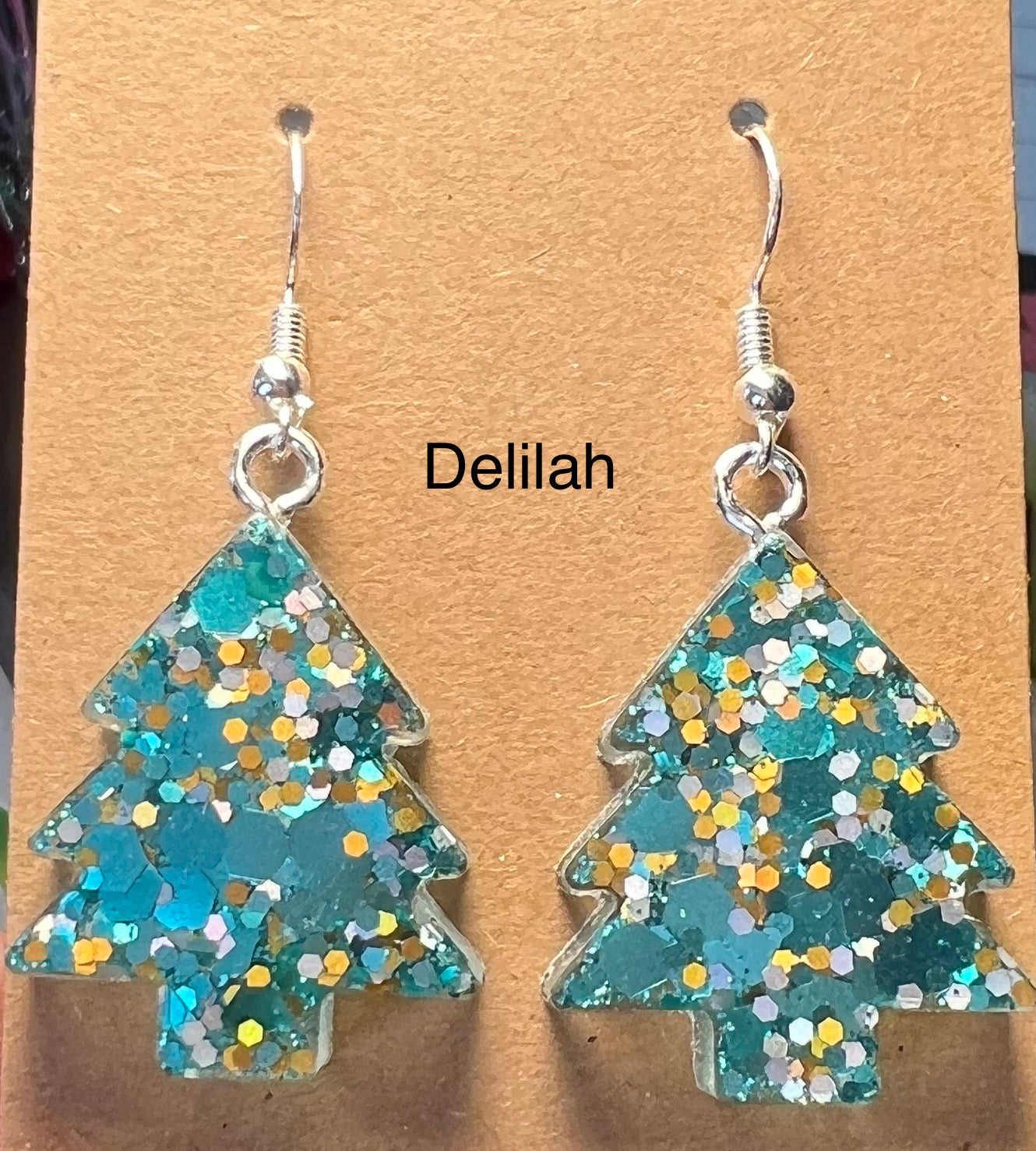 Handmade Colourful Resin Christmas Tree Earrings