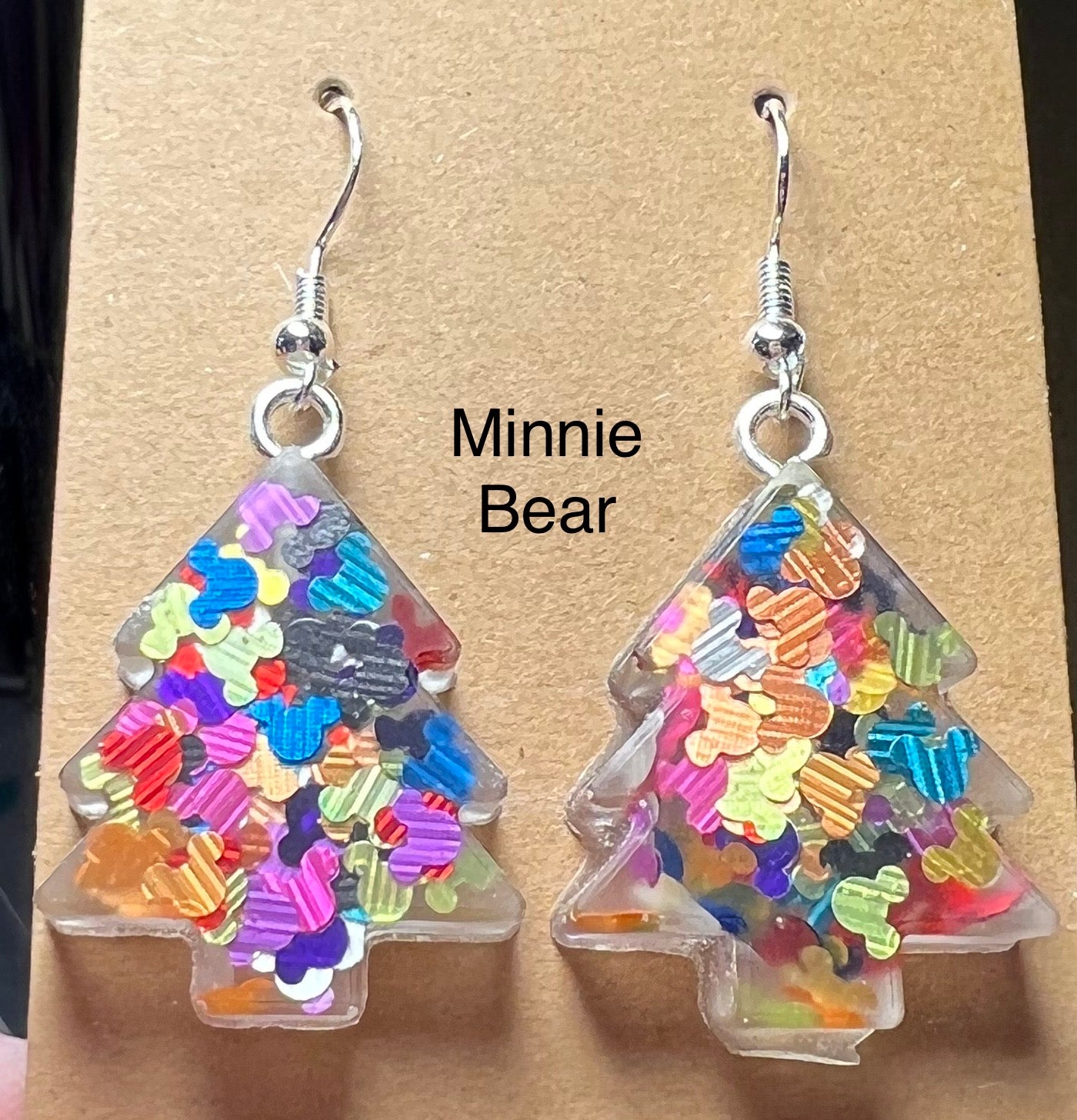 Handmade Colourful Resin Christmas Tree Earrings