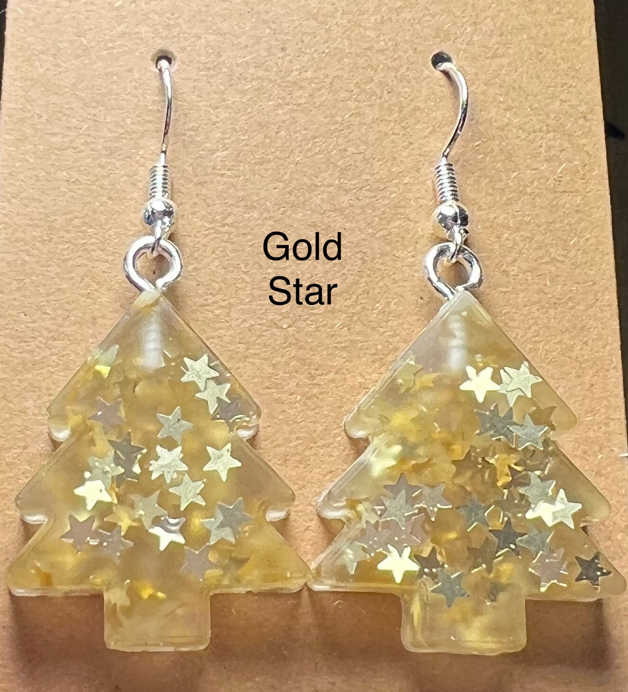 Handmade Colourful Resin Christmas Tree Earrings