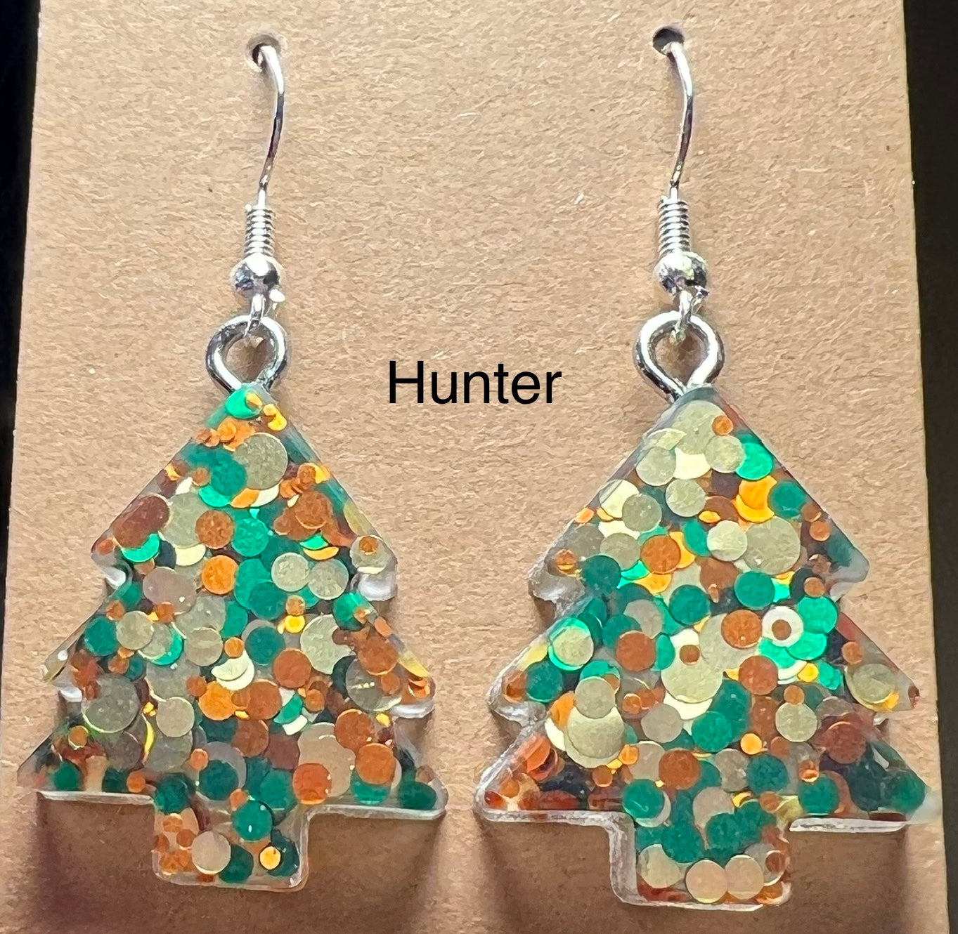 Handmade Colourful Resin Christmas Tree Earrings