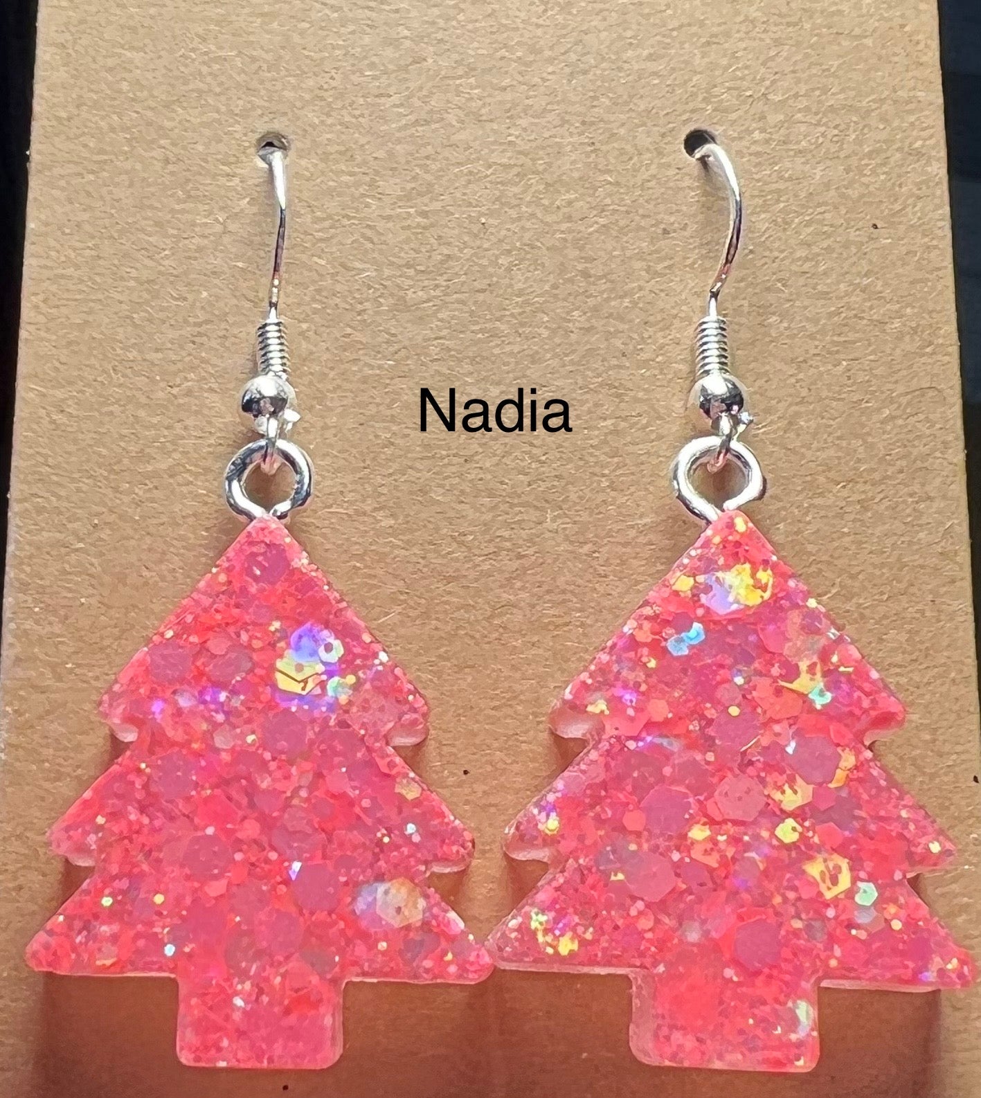 Handmade Colourful Resin Christmas Tree Earrings
