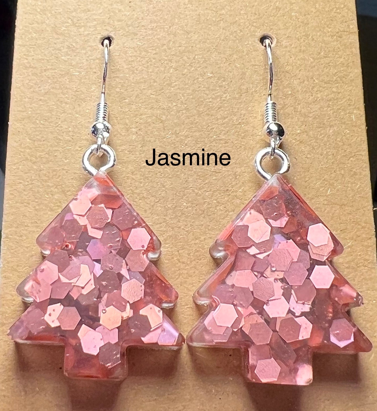 Handmade Colourful Resin Christmas Tree Earrings