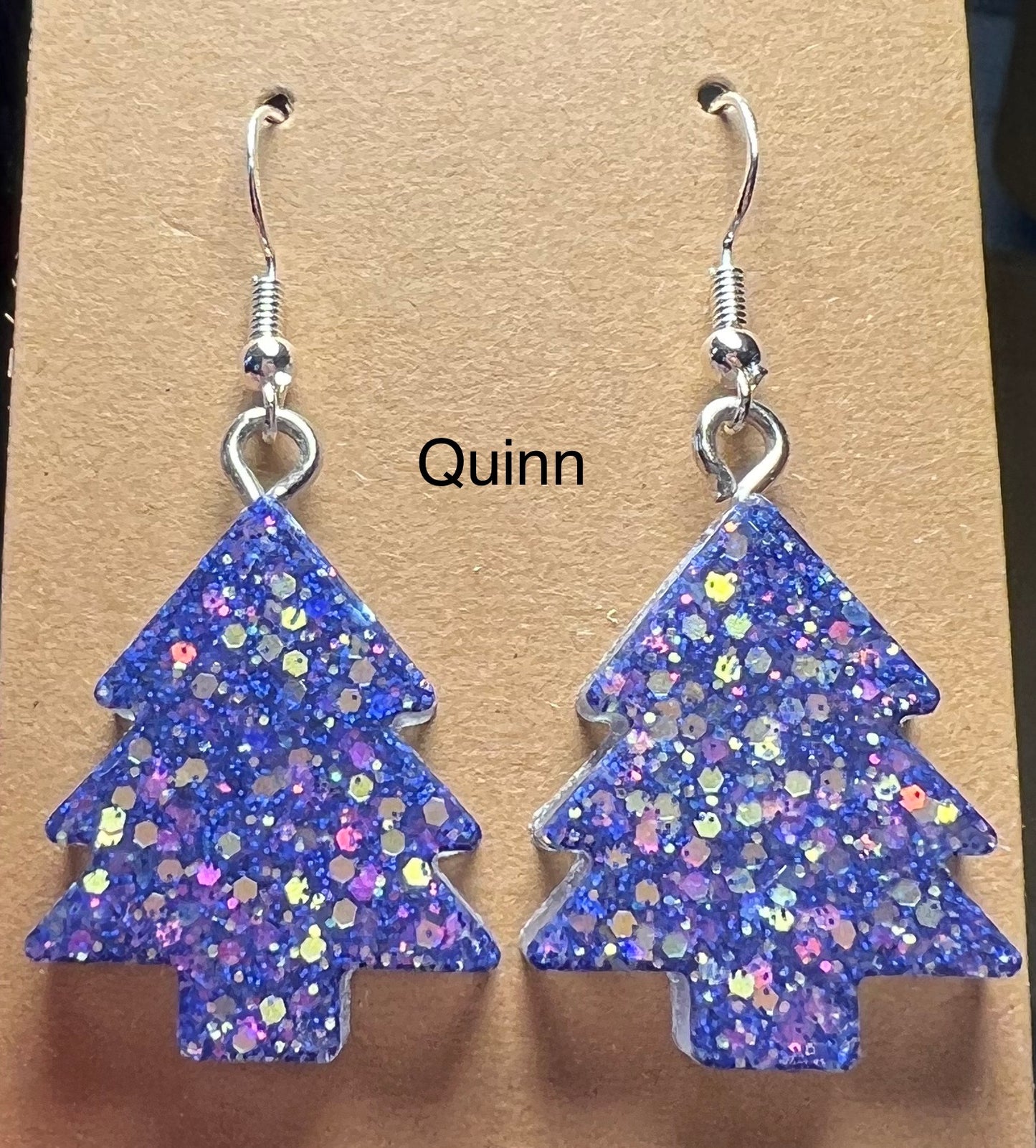 Handmade Colourful Resin Christmas Tree Earrings