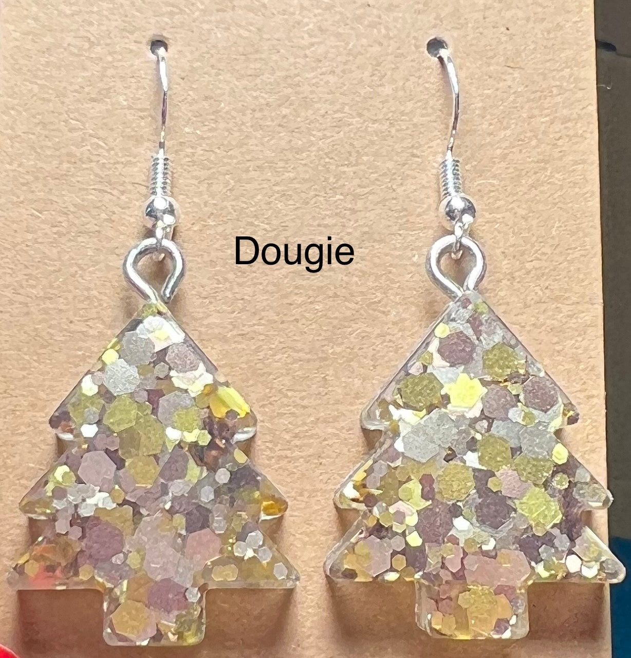 Handmade Colourful Resin Christmas Tree Earrings