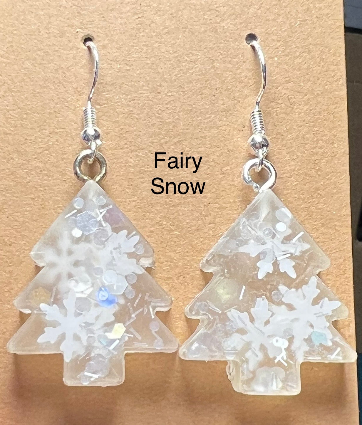 Handmade Colourful Resin Christmas Tree Earrings