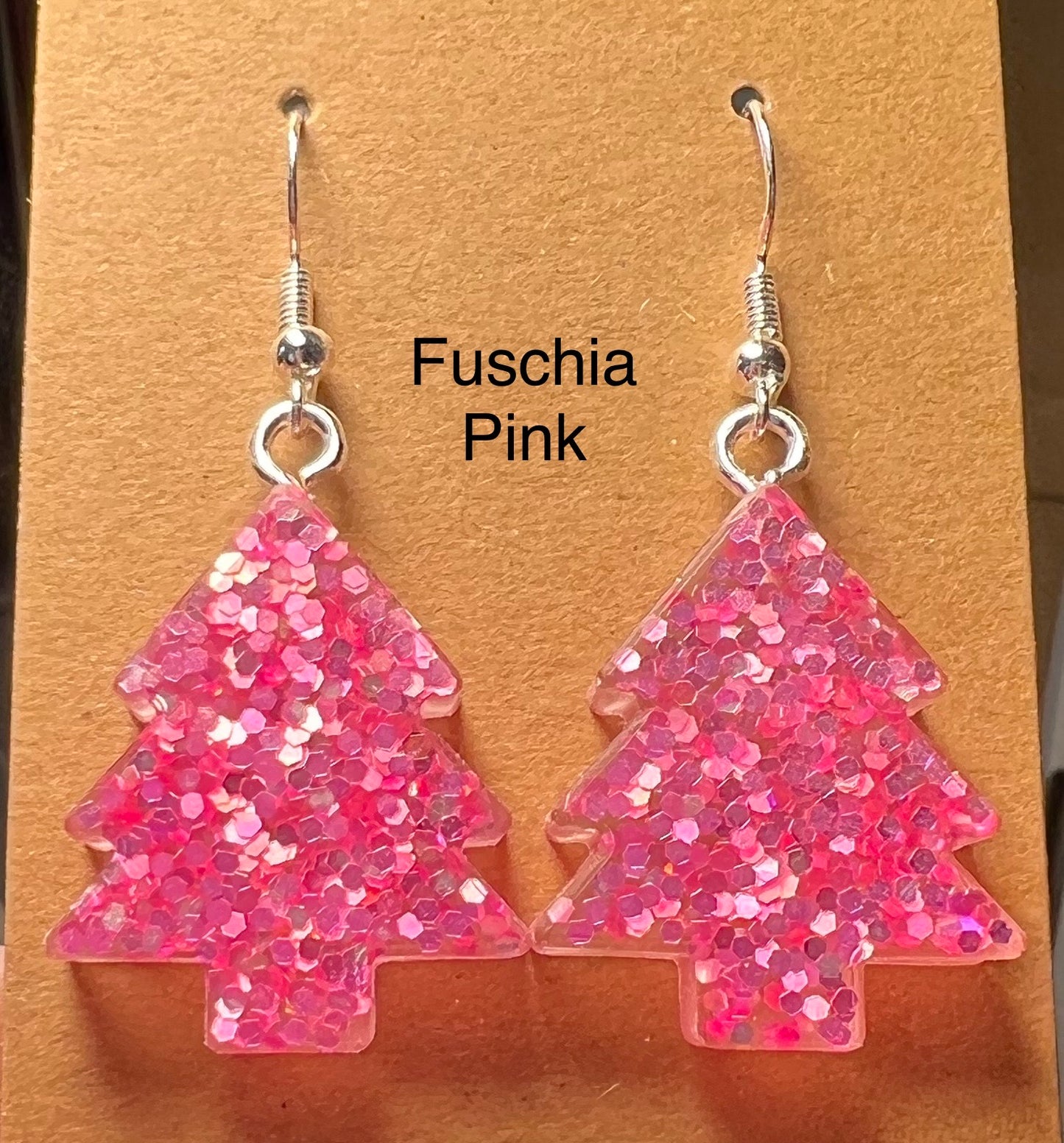 Handmade Colourful Resin Christmas Tree Earrings