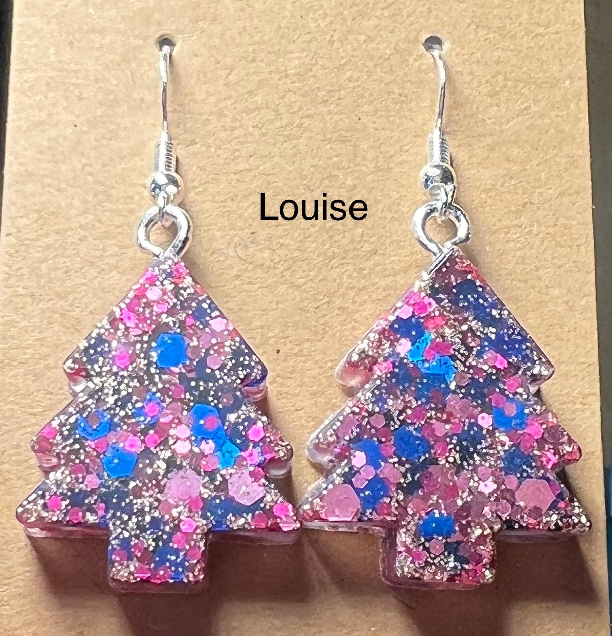 Handmade Colourful Resin Christmas Tree Earrings