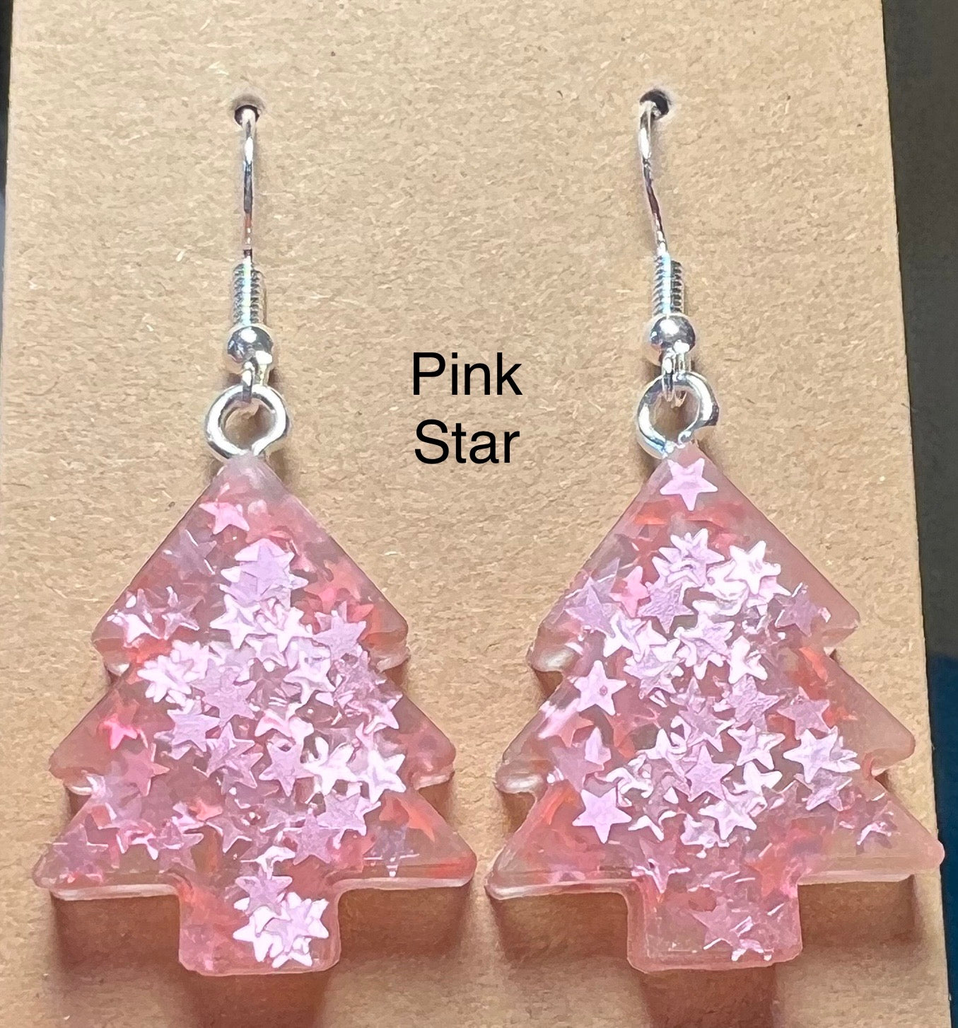 Handmade Colourful Resin Christmas Tree Earrings