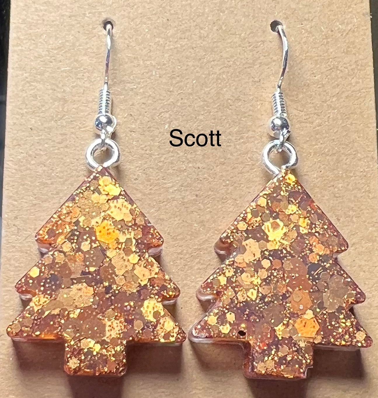 Handmade Colourful Resin Christmas Tree Earrings