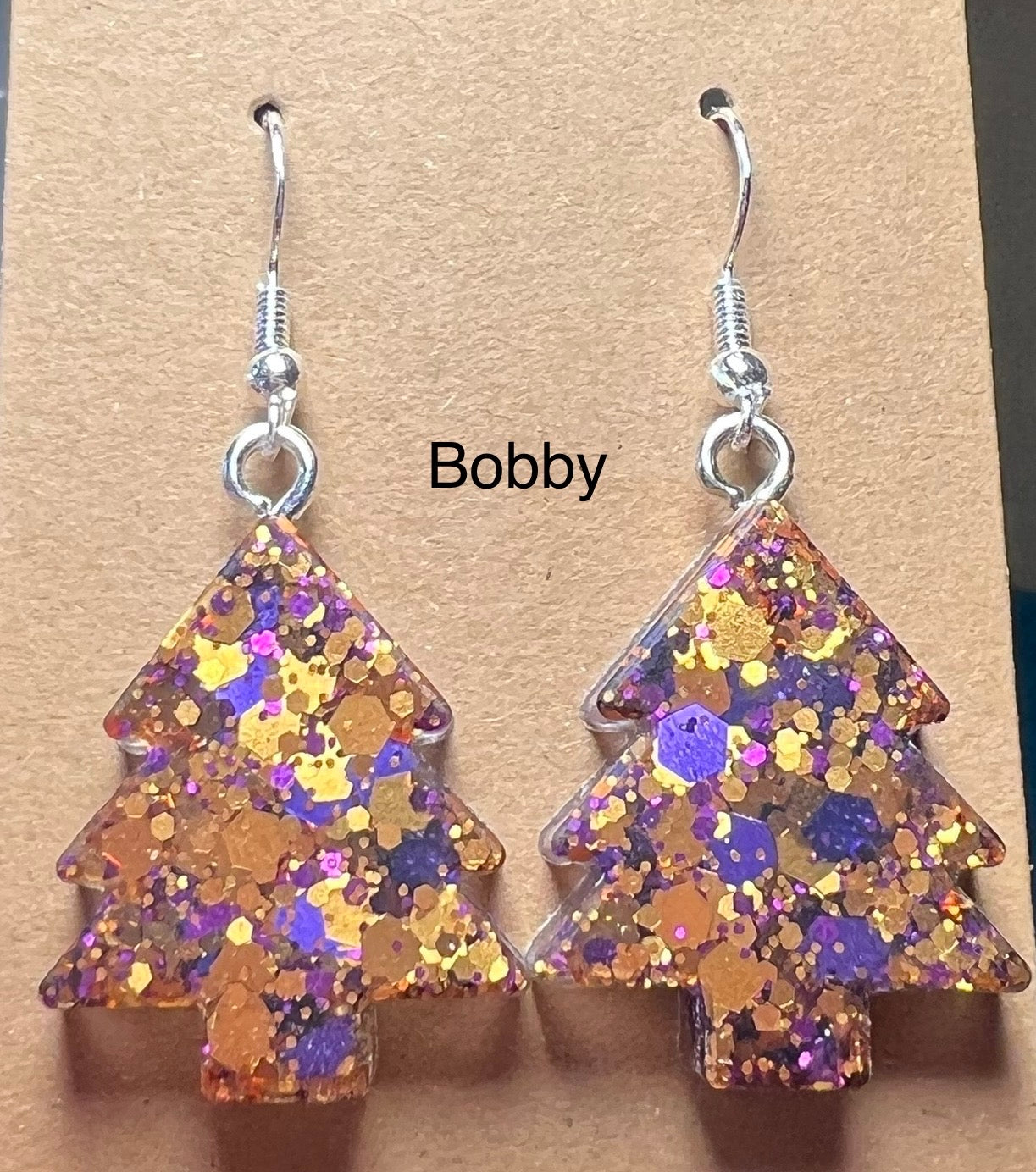 Handmade Colourful Resin Christmas Tree Earrings