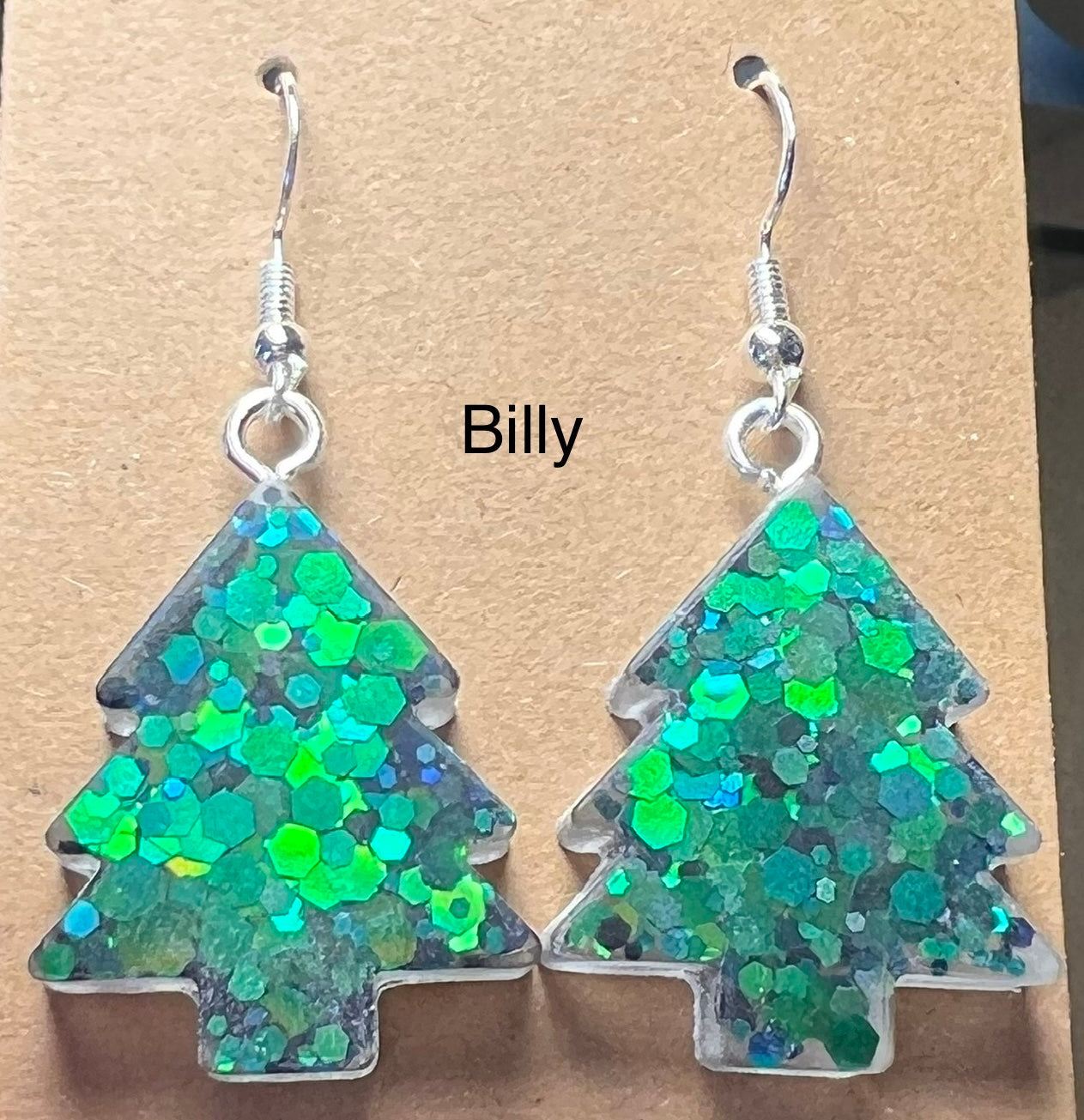 Handmade Colourful Resin Christmas Tree Earrings