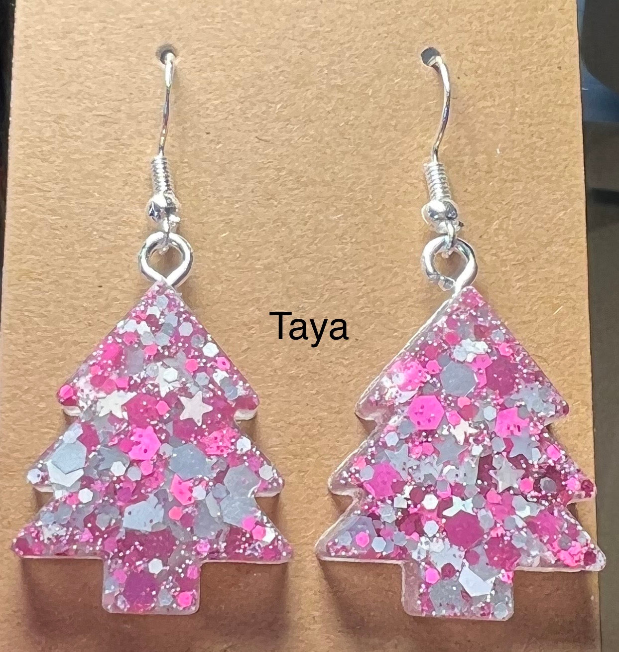 Handmade Colourful Resin Christmas Tree Earrings