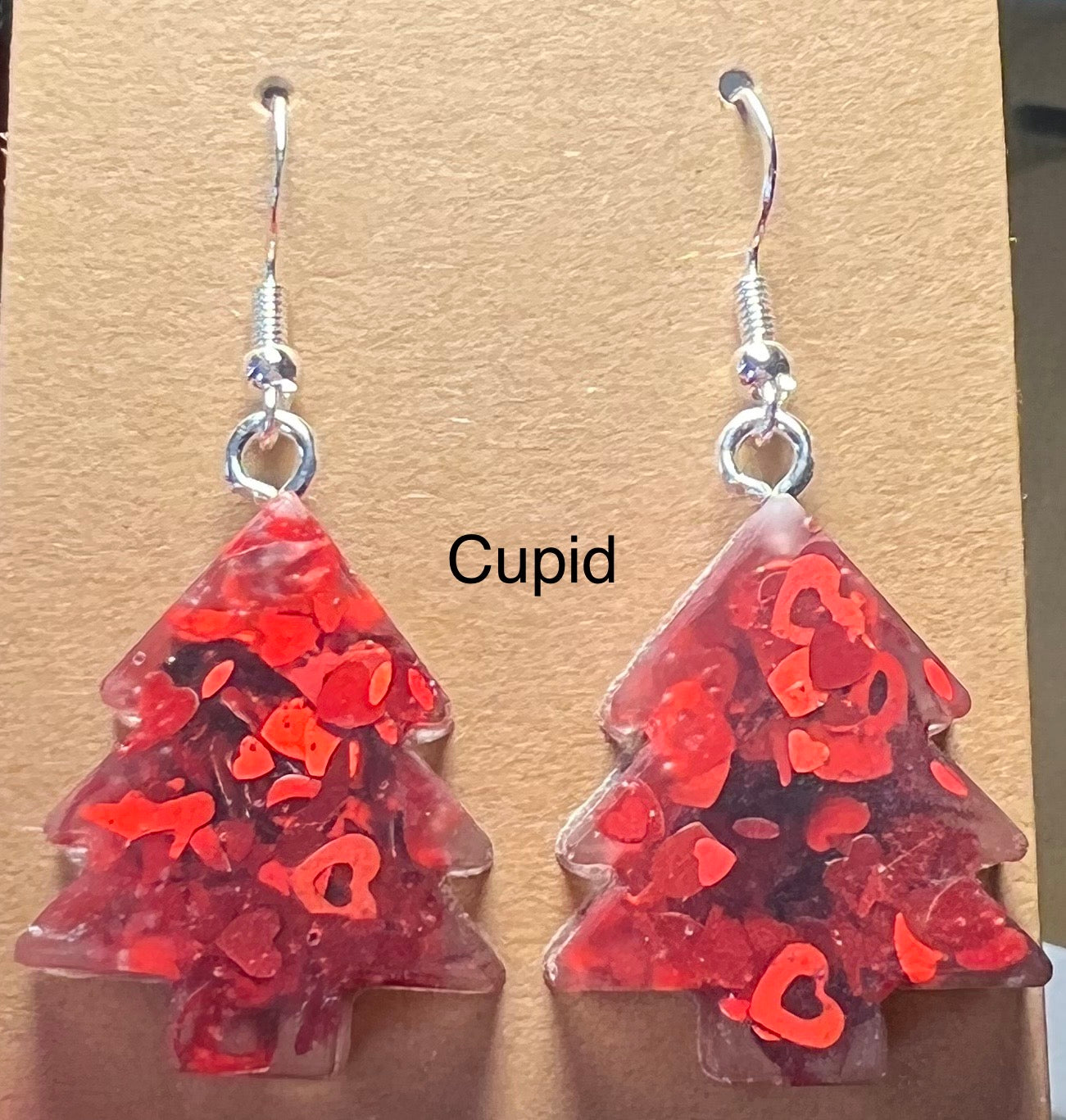 Handmade Colourful Resin Christmas Tree Earrings