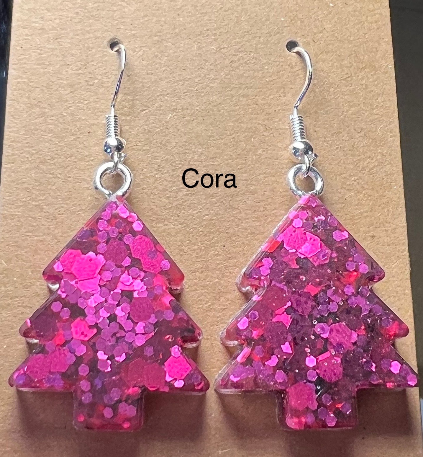 Handmade Colourful Resin Christmas Tree Earrings