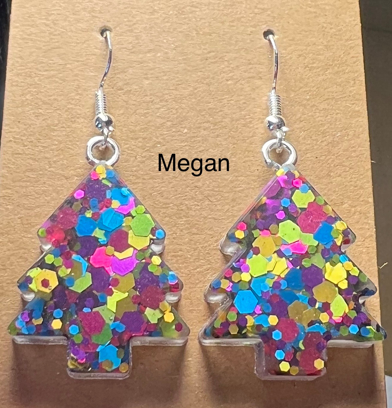 Handmade Colourful Resin Christmas Tree Earrings