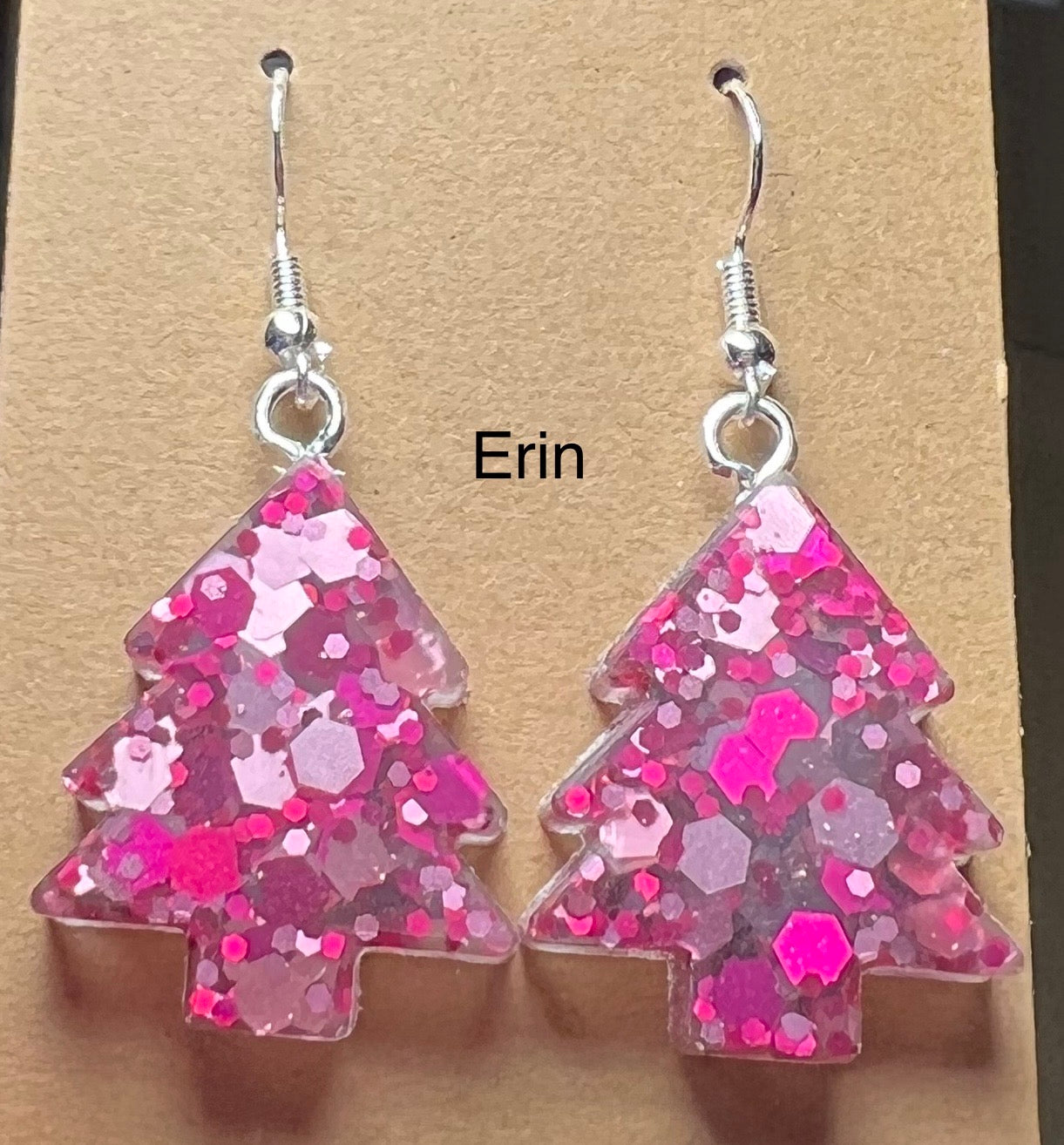 Handmade Colourful Resin Christmas Tree Earrings