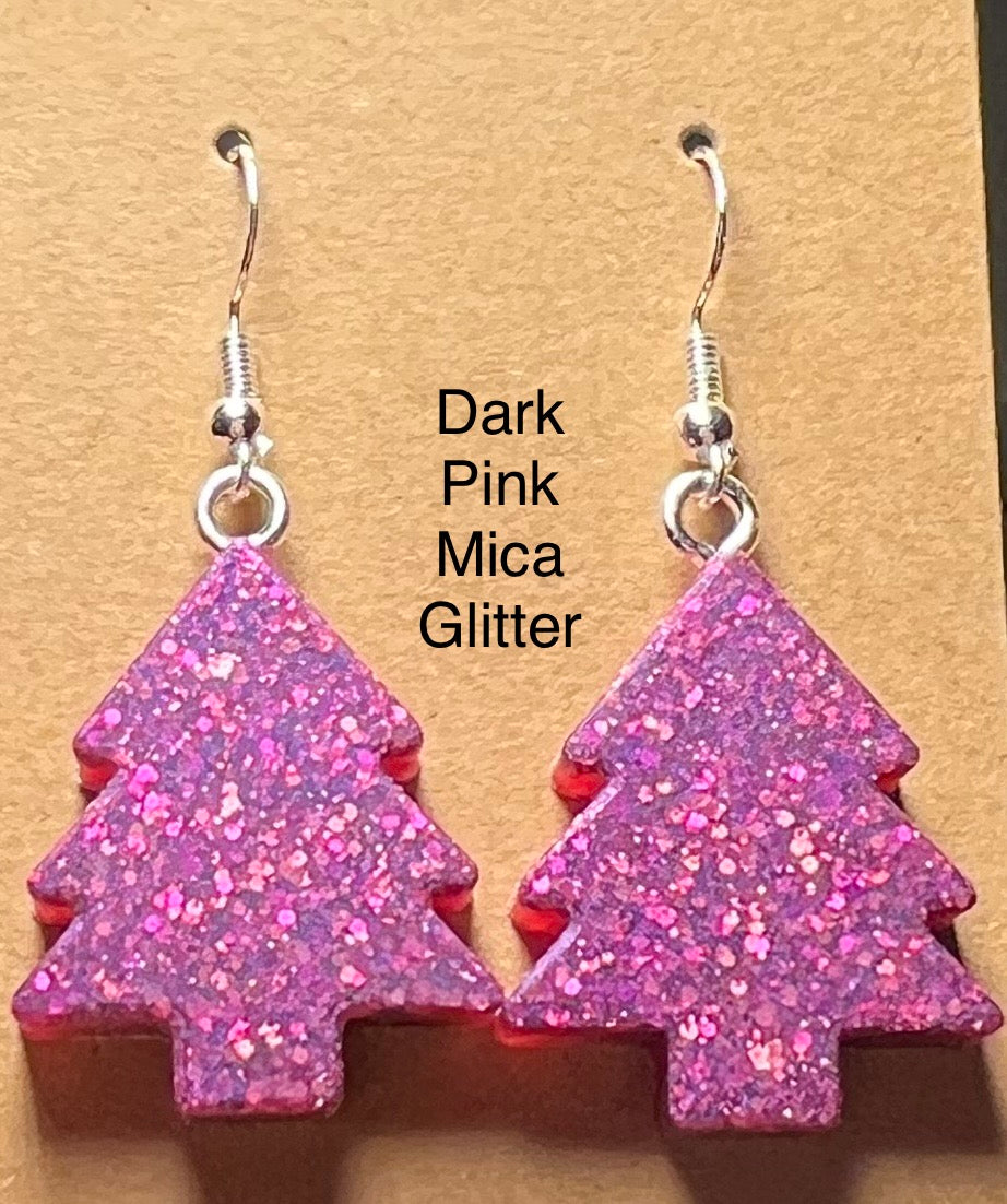 Handmade Colourful Resin Christmas Tree Earrings