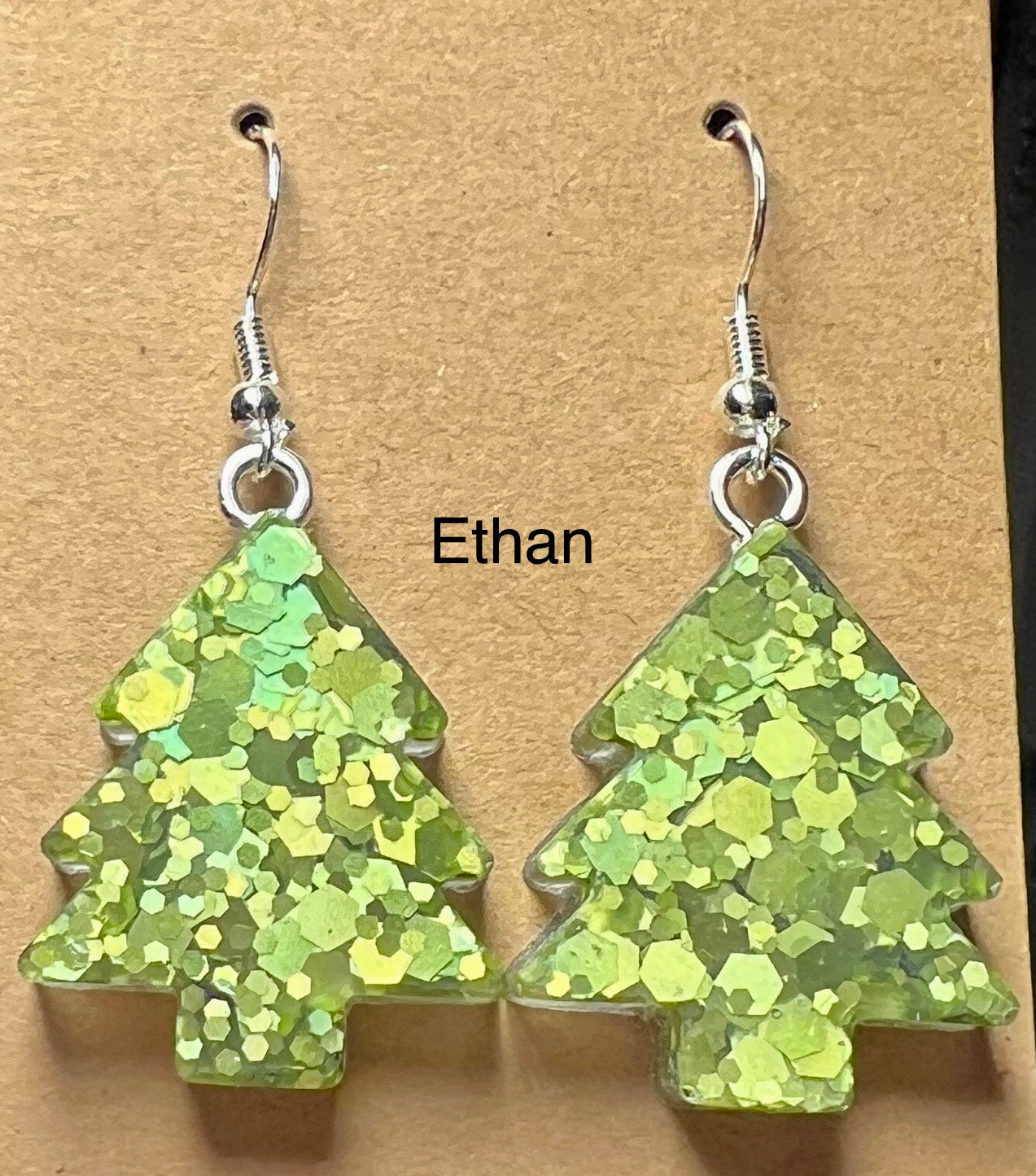 Handmade Colourful Resin Christmas Tree Earrings