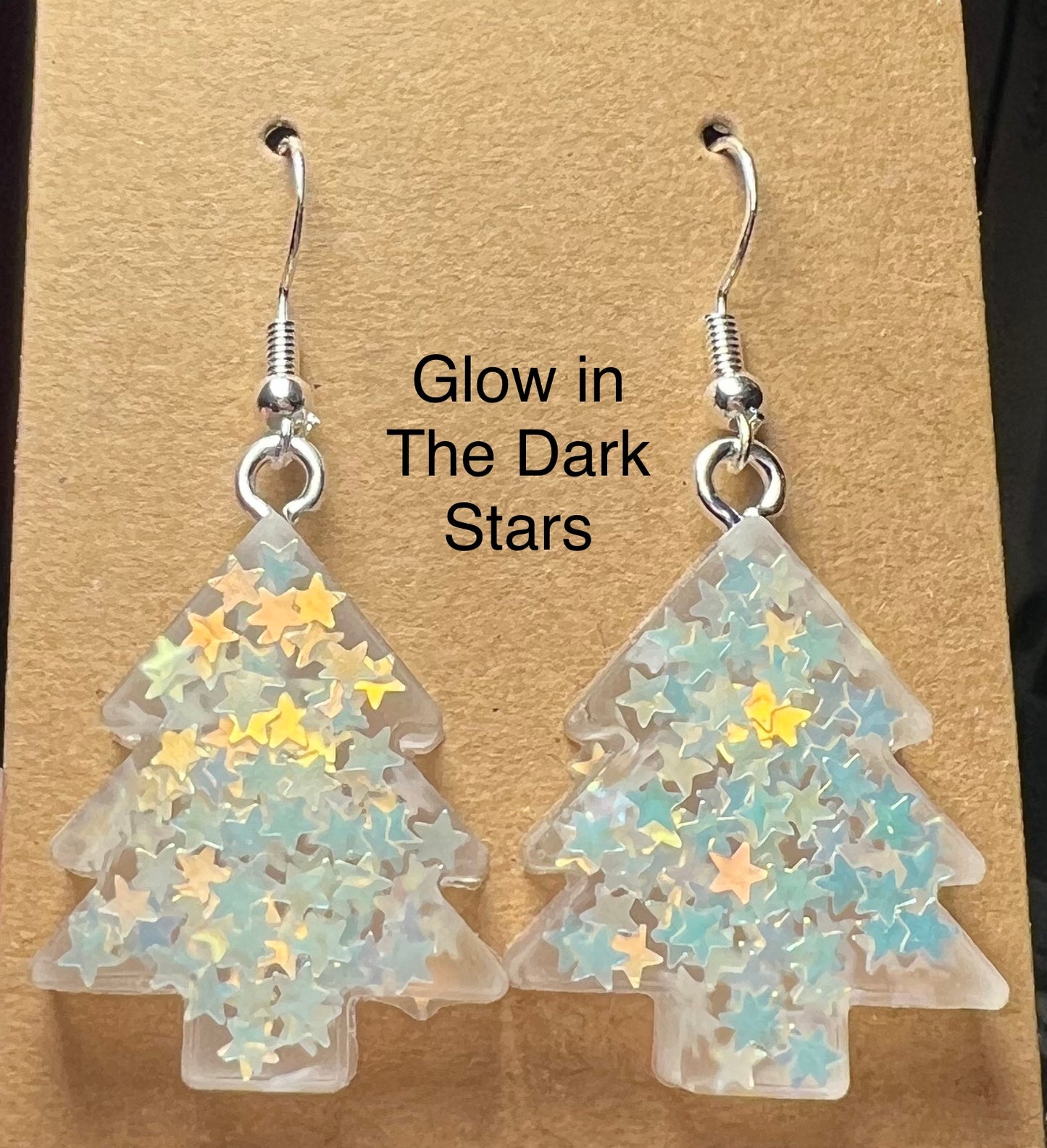 Handmade Colourful Resin Christmas Tree Earrings