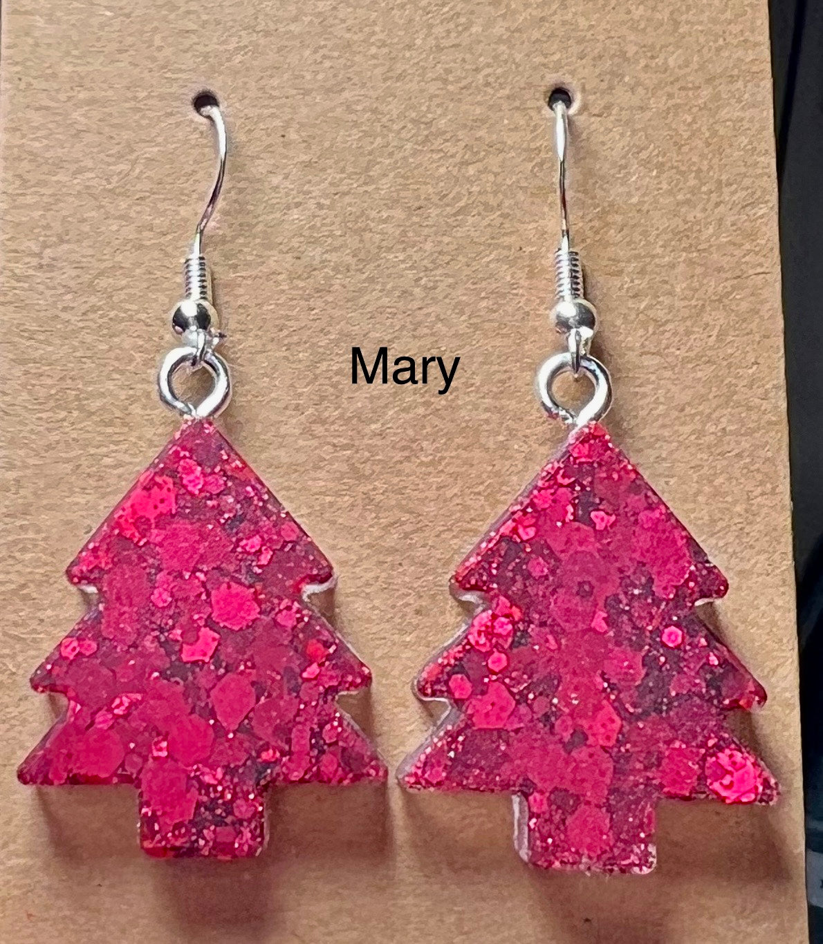 Handmade Colourful Resin Christmas Tree Earrings