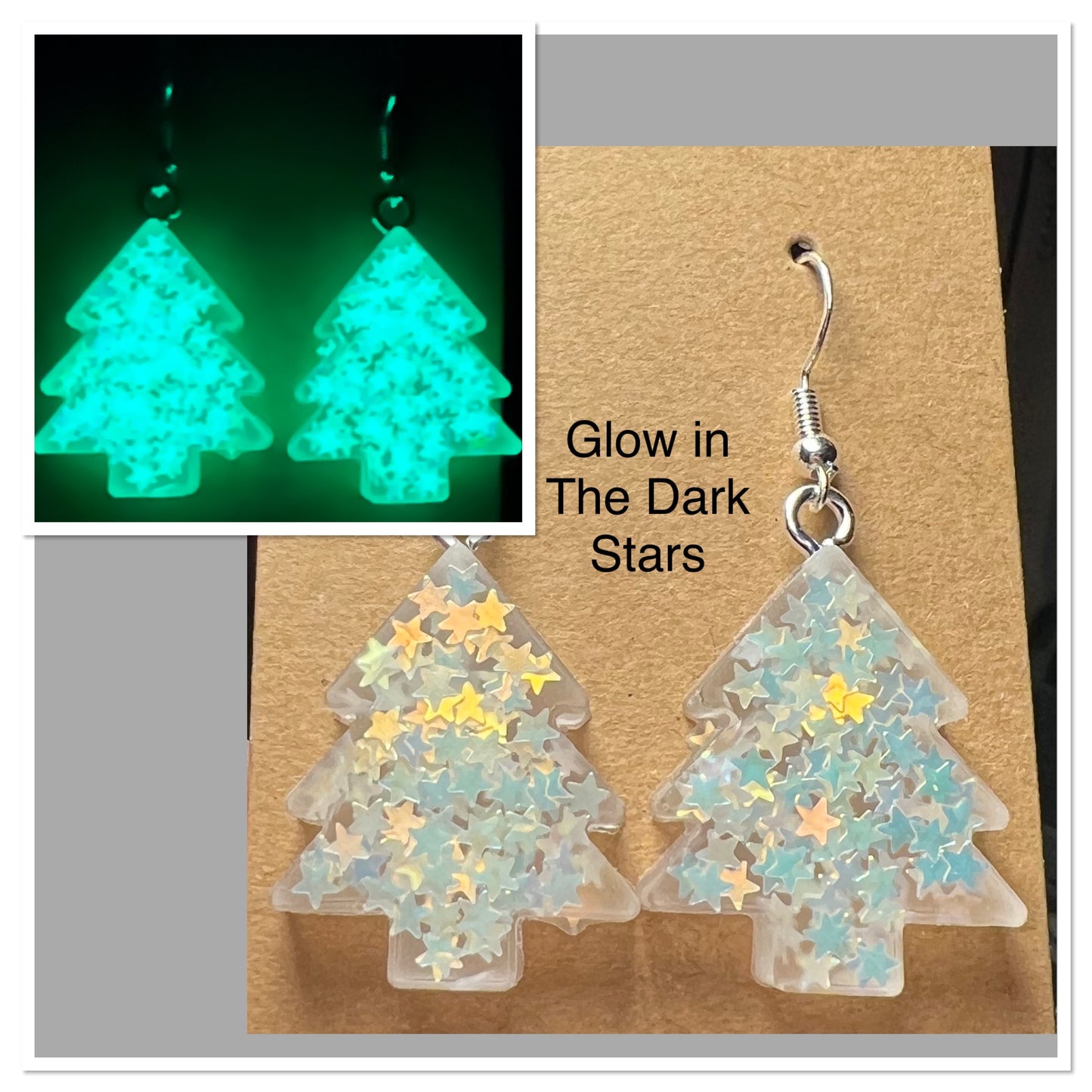 Handmade Colourful Resin Christmas Tree Earrings