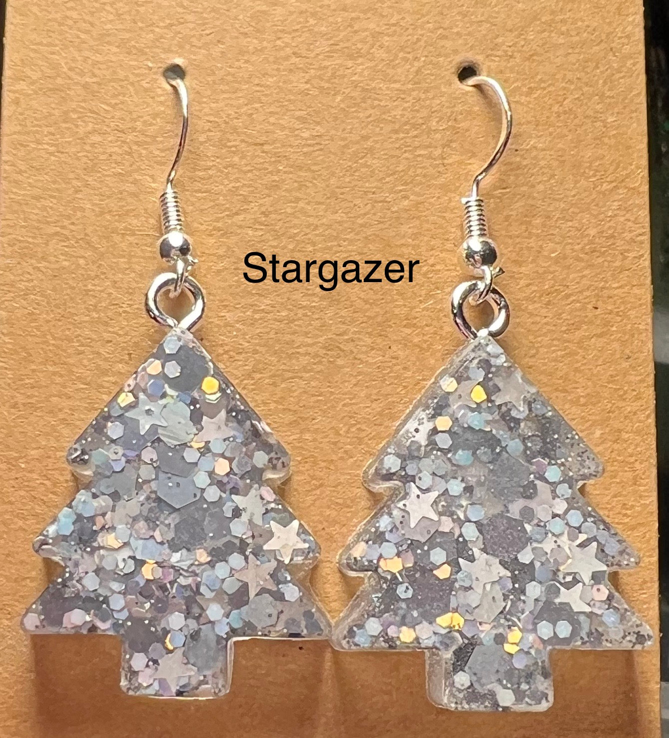 Handmade Colourful Resin Christmas Tree Earrings