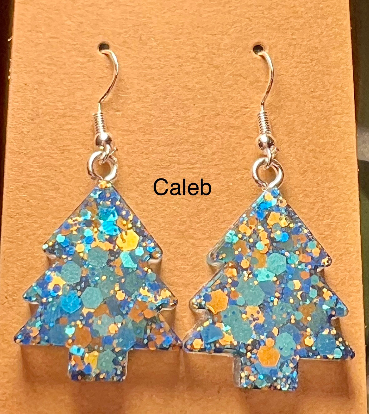 Handmade Colourful Resin Christmas Tree Earrings