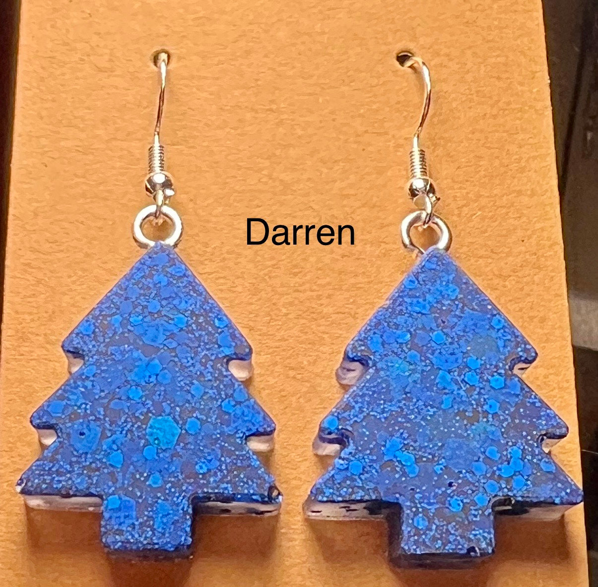 Handmade Colourful Resin Christmas Tree Earrings