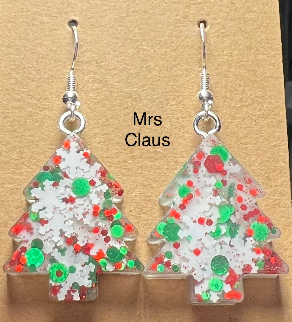 Handmade Colourful Resin Christmas Tree Earrings