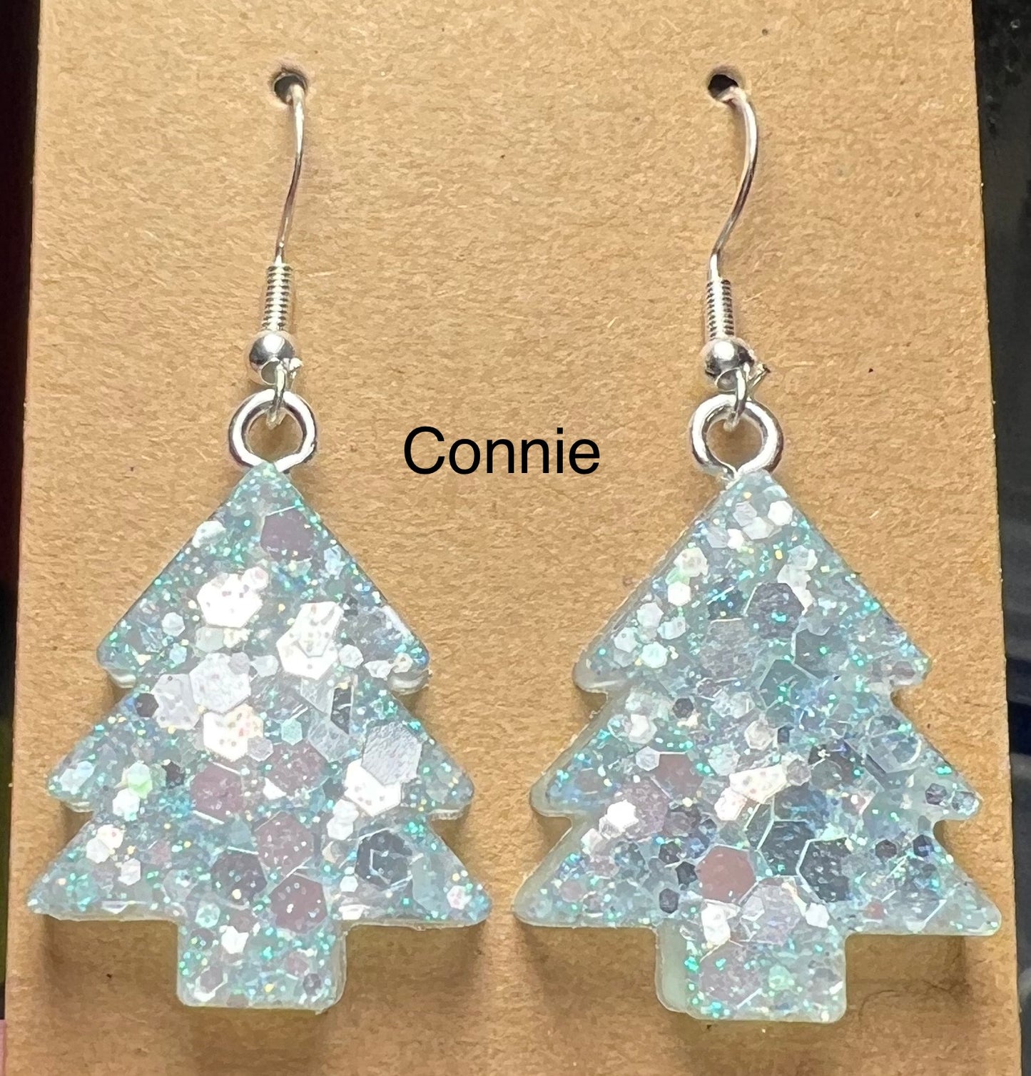 Handmade Colourful Resin Christmas Tree Earrings