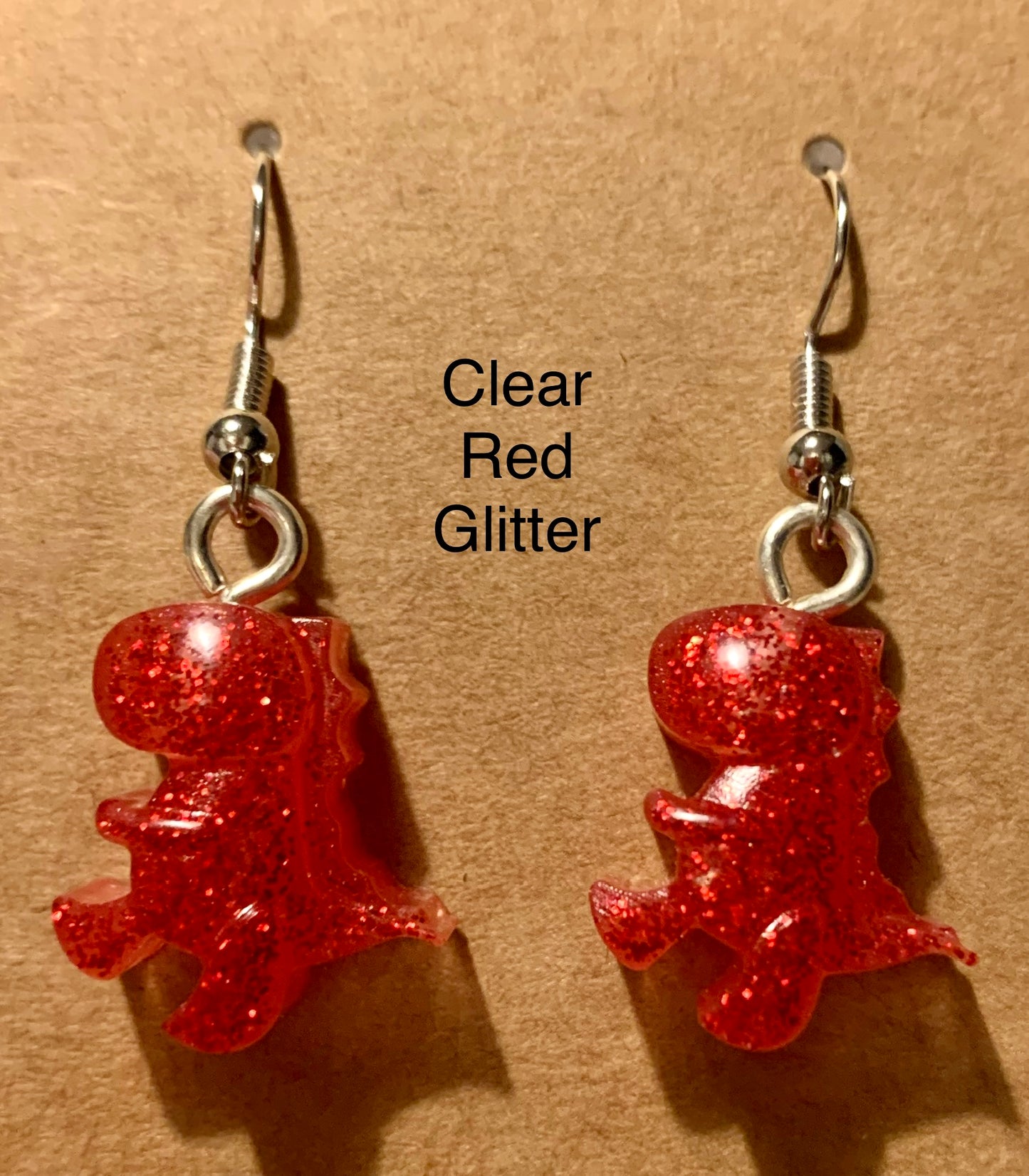 Handmade Colourful Resin T-Rex Earrings