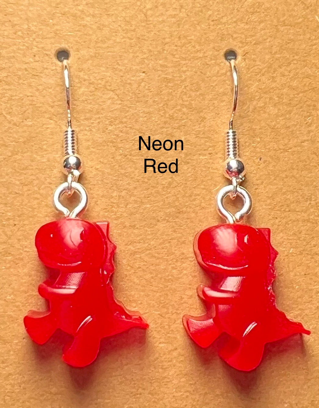 Handmade Colourful Resin T-Rex Earrings