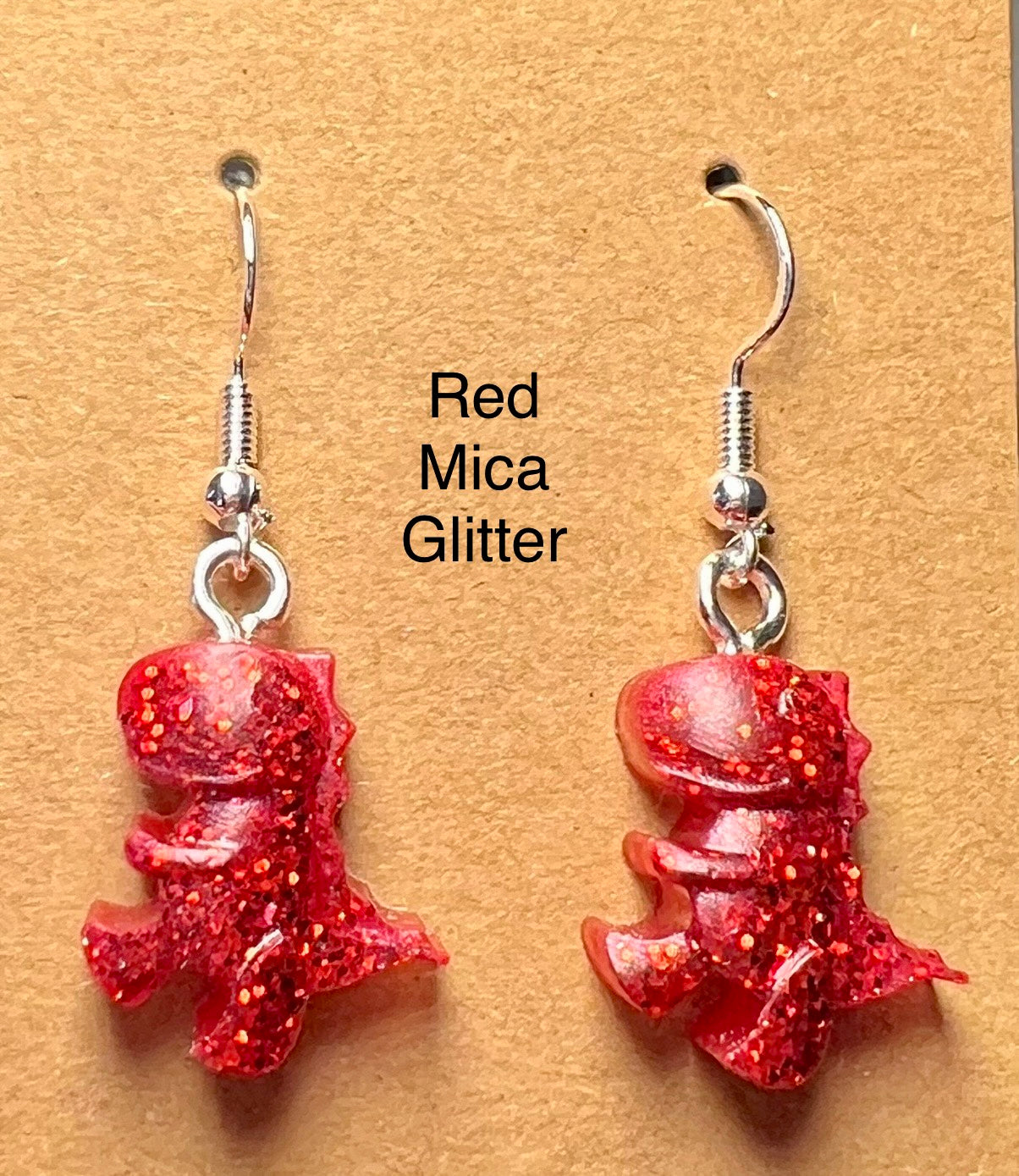 Handmade Colourful Resin T-Rex Earrings