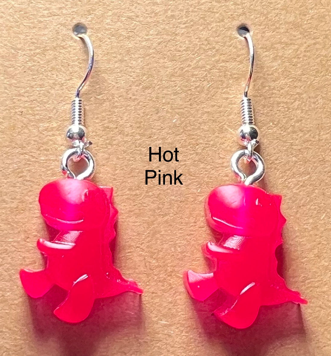 Handmade Colourful Resin T-Rex Earrings