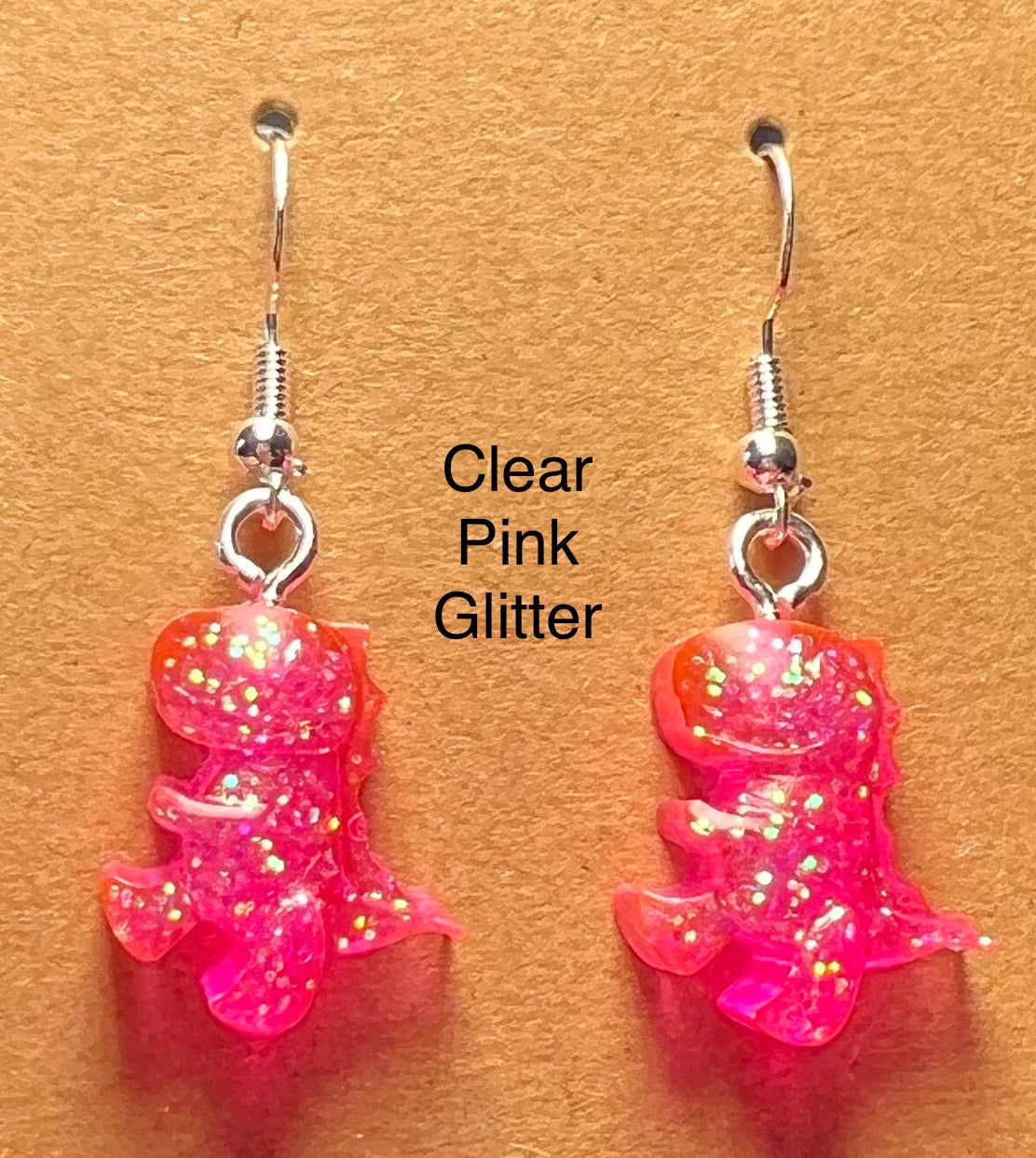 Handmade Colourful Resin T-Rex Earrings