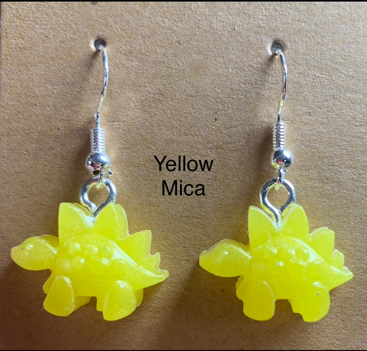 Handmade Colourful Resin Stegosaurus Earrings