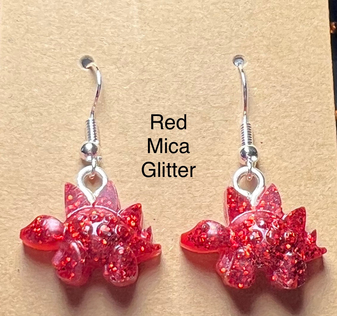 Handmade Colourful Resin Stegosaurus Earrings